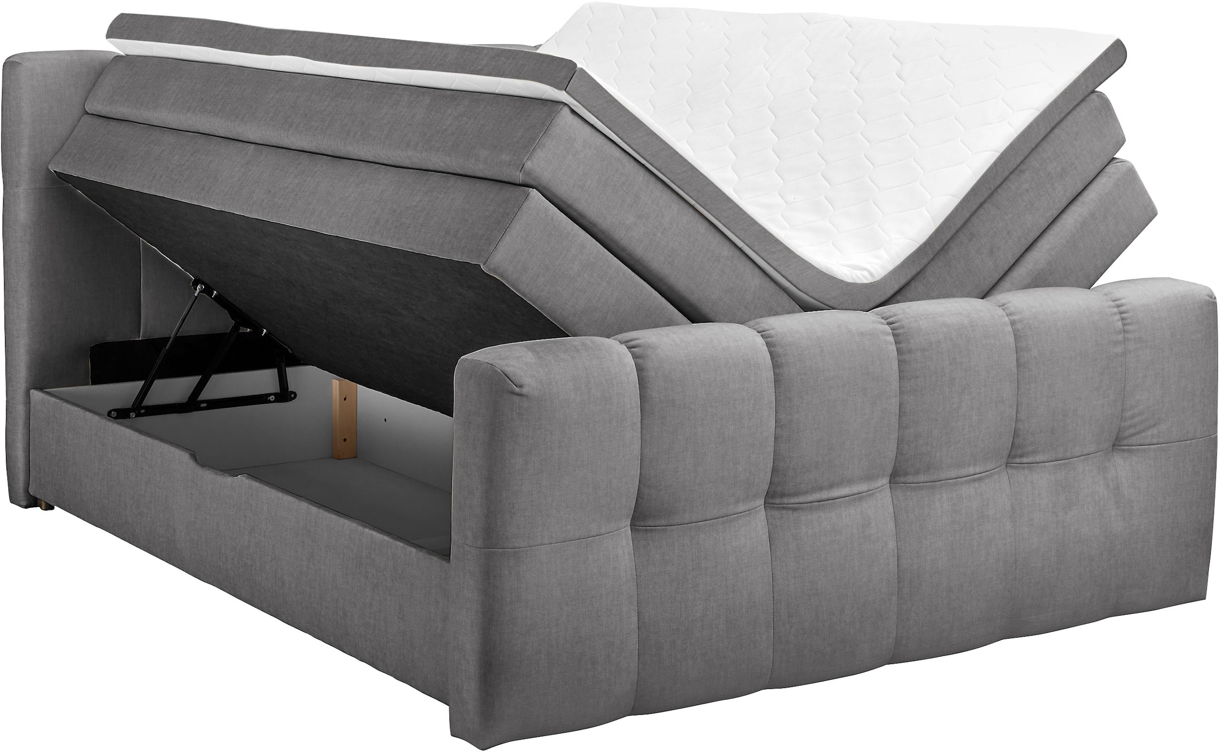 ED EXCITING DESIGN Boxspringbett »Tolfa erhältlich in der Breite 180cm, inkl. Bettkästen« inkl. Visco-Topper mit Stoffumrandung