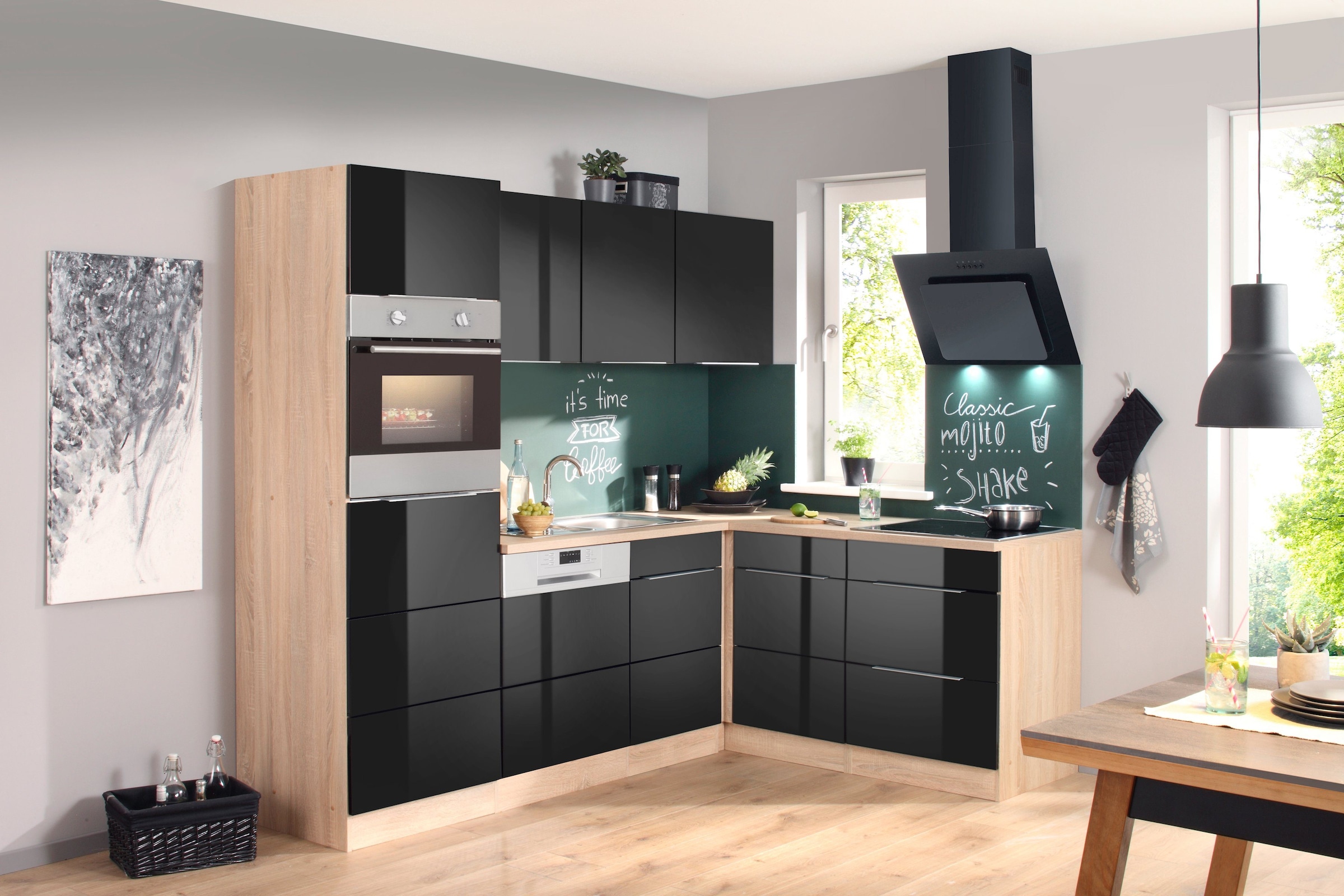 KOCHSTATION Winkelküche »KS-Brindisi Stellbreite 230/170 cm«, wahlweise mit E-Geräten und Induktion, mit MDF-Fronten
