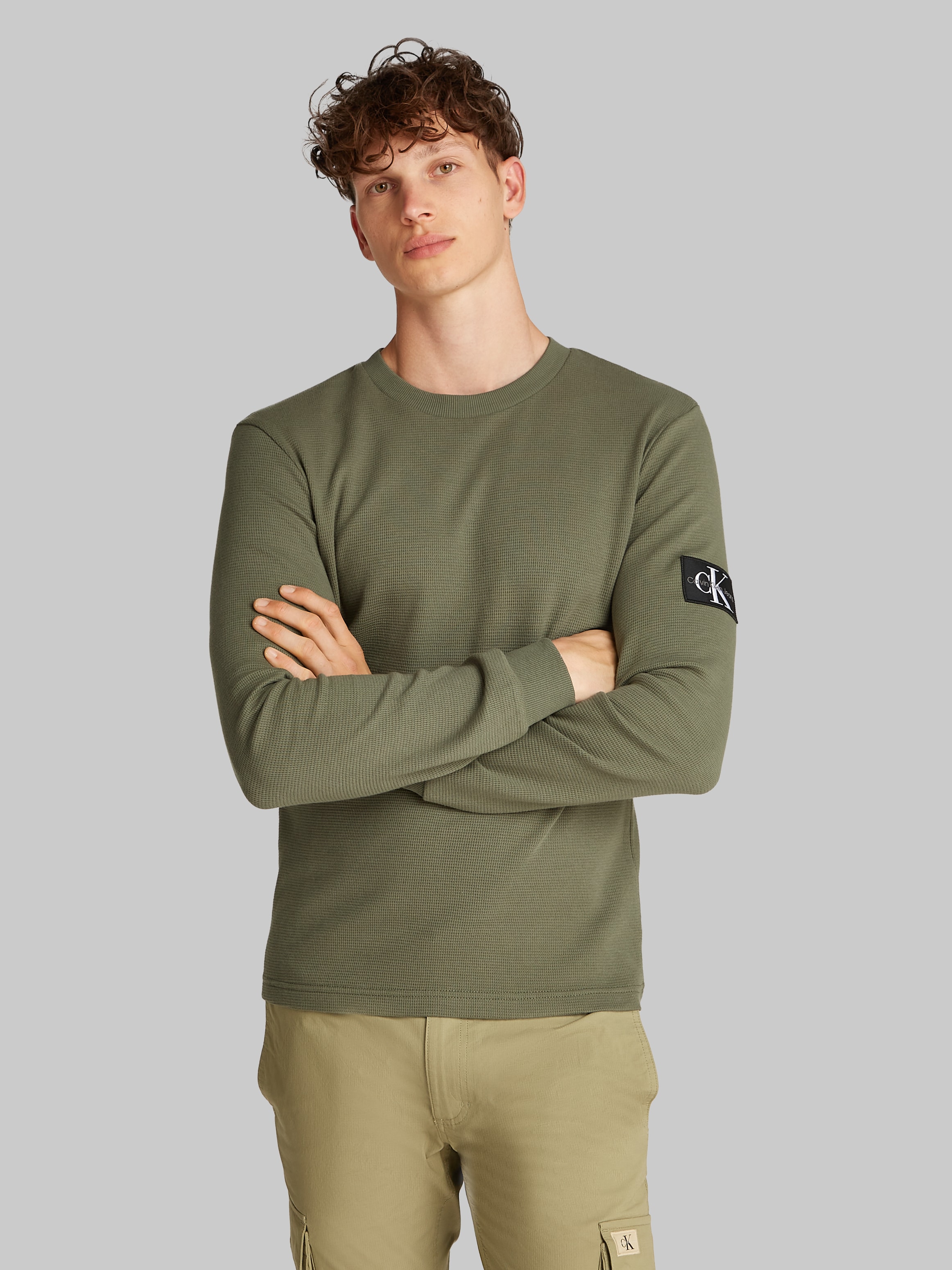 Calvin Klein Jeans Langarmshirt "BADGE WAFFLE LS TEE", mit Logopatch günstig online kaufen