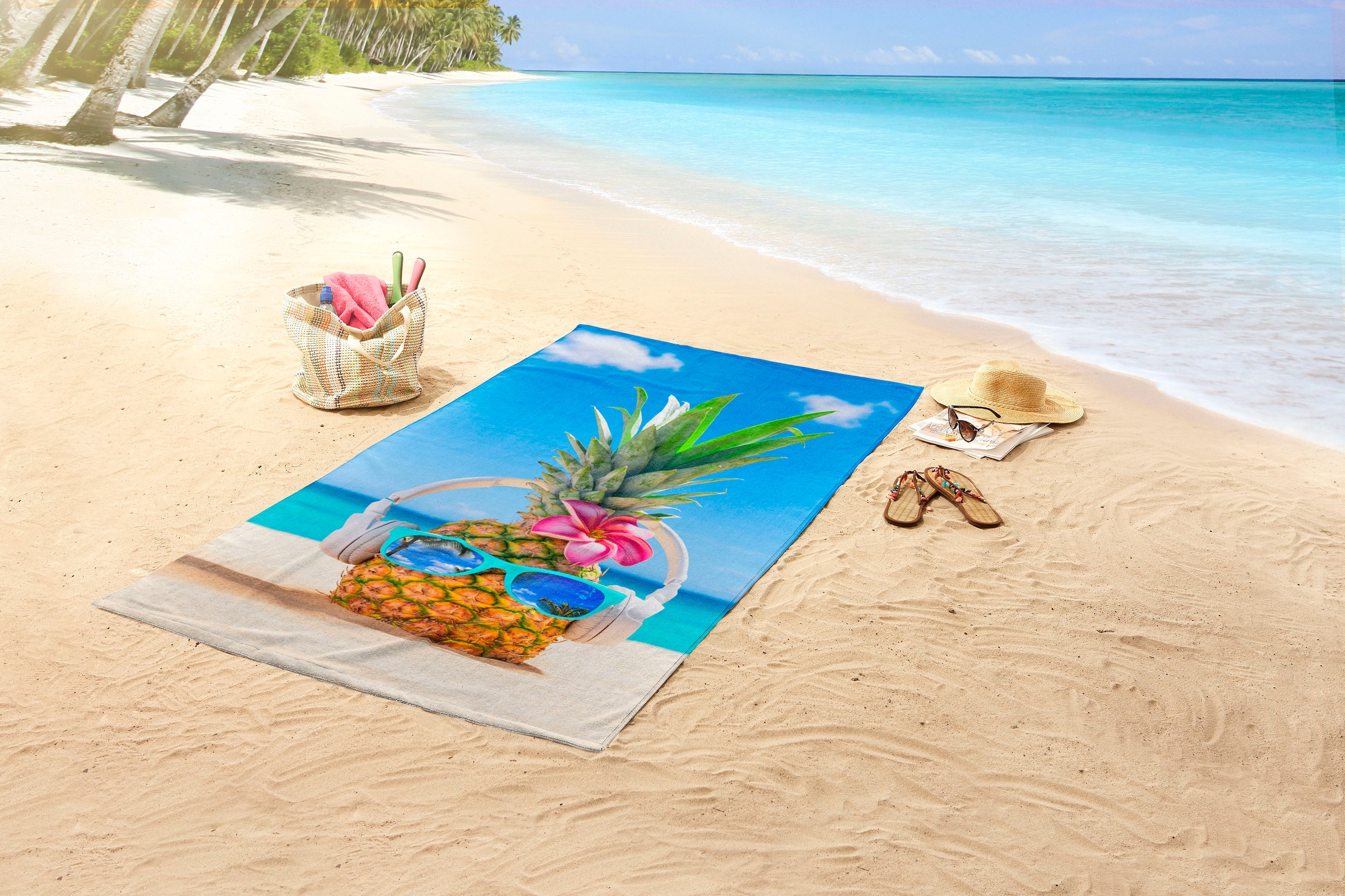 good morning Strandtuch »Pineapple«, (1 St., Strandtuch 100 x 180 cm), Mikrofaser, 100x180, Schnelltrocknend, Sommer, Strand, Erwachsene