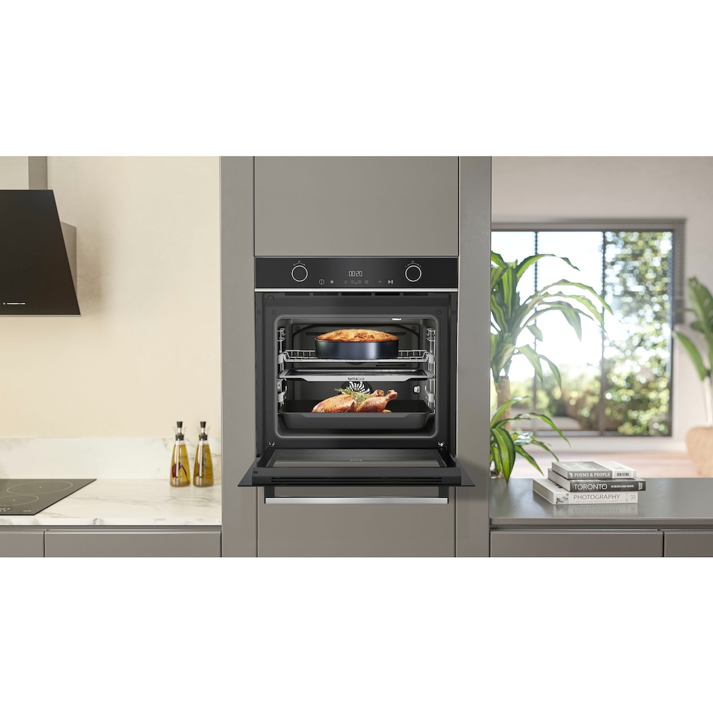 BEKO Einbaubackofen »BBVM13400XDS«, BBVM13400XDS, mit 2-fach-Teleskopauszug, SteamShine