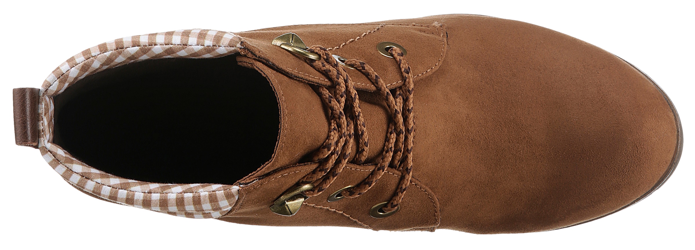 MARCO TOZZI Ankleboots, Blockabsatz, Trachtenmode, Schnürstiefelette mit Label an der Ferse