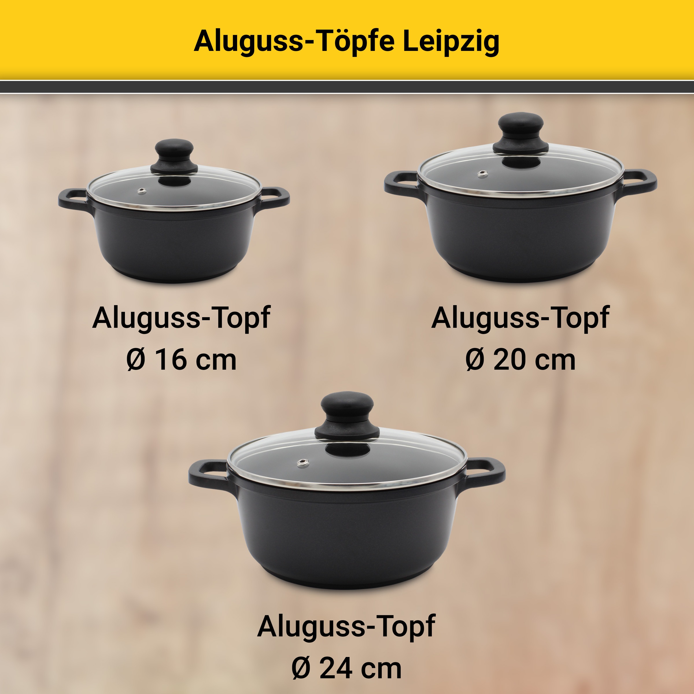 Krüger Pfannen-Set »Aluguss Pfannenset LEIPZIG, 2 tlg.«, Aluminiumguss, (Set, 2 tlg., 1x Eckpfanne 28x28 cm (H. 4,5 cm), 1x Bratpfanne Ø 24 cm (H. 6,5 cm), hochwertige Antihaft-Versiegelung