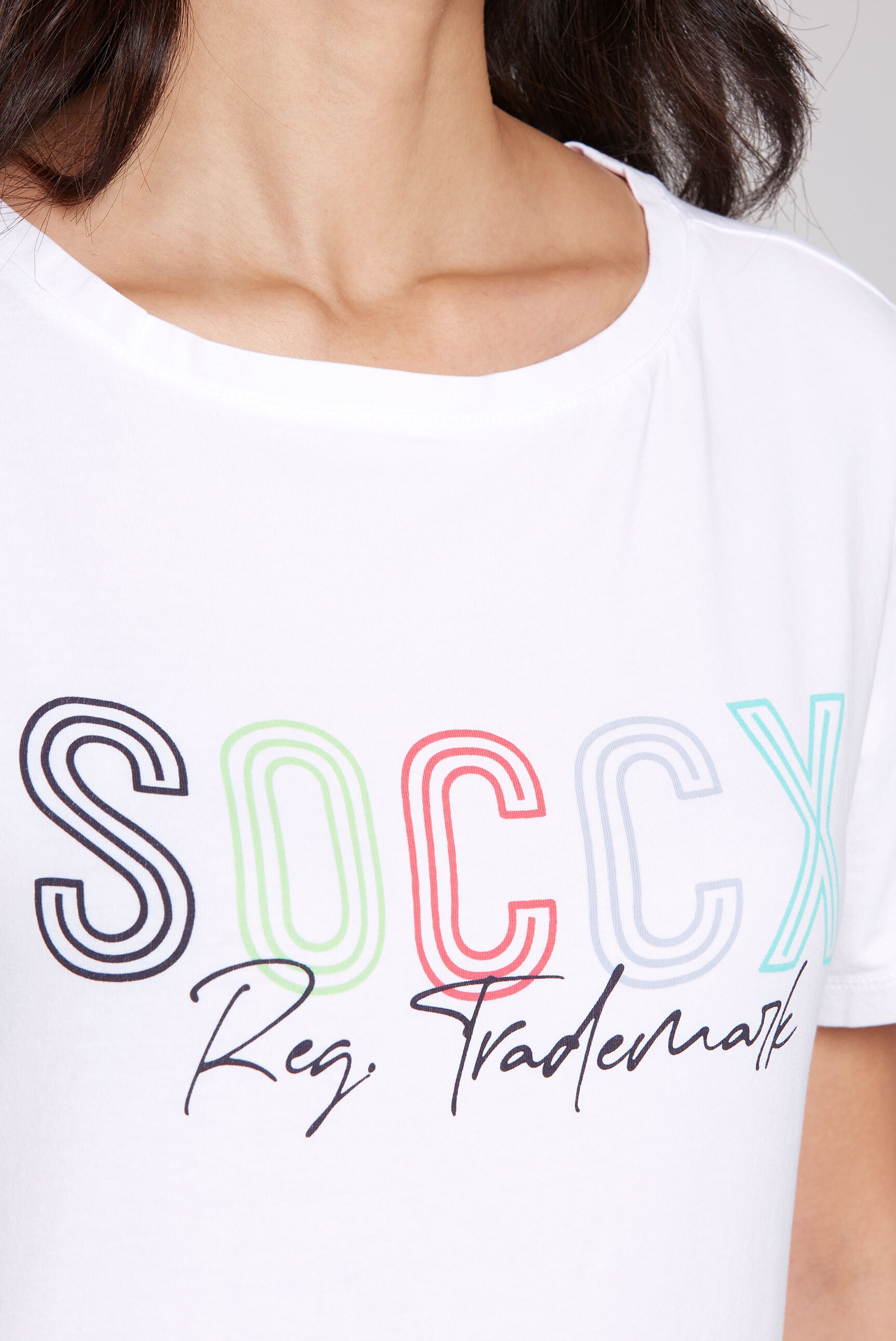SOCCX Rundhalsshirt, mit U-Boot-Ausschnitt