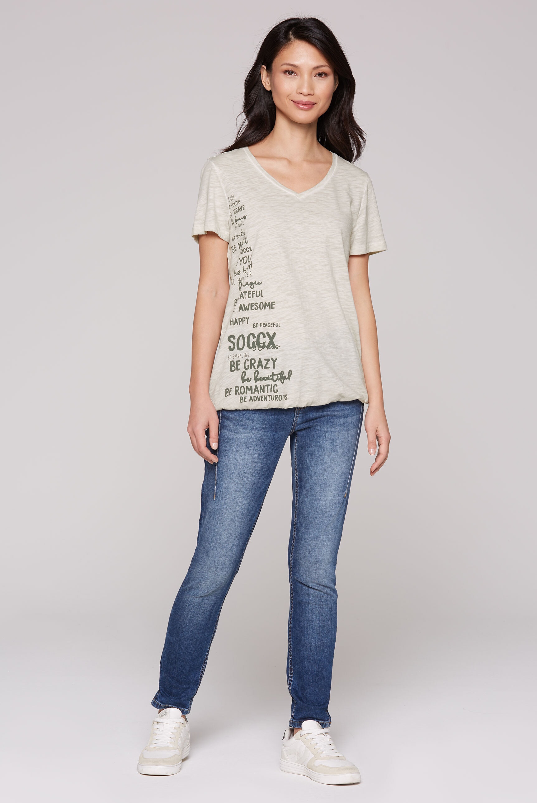 SOCCX V-Shirt, mit Gummizug im Saum