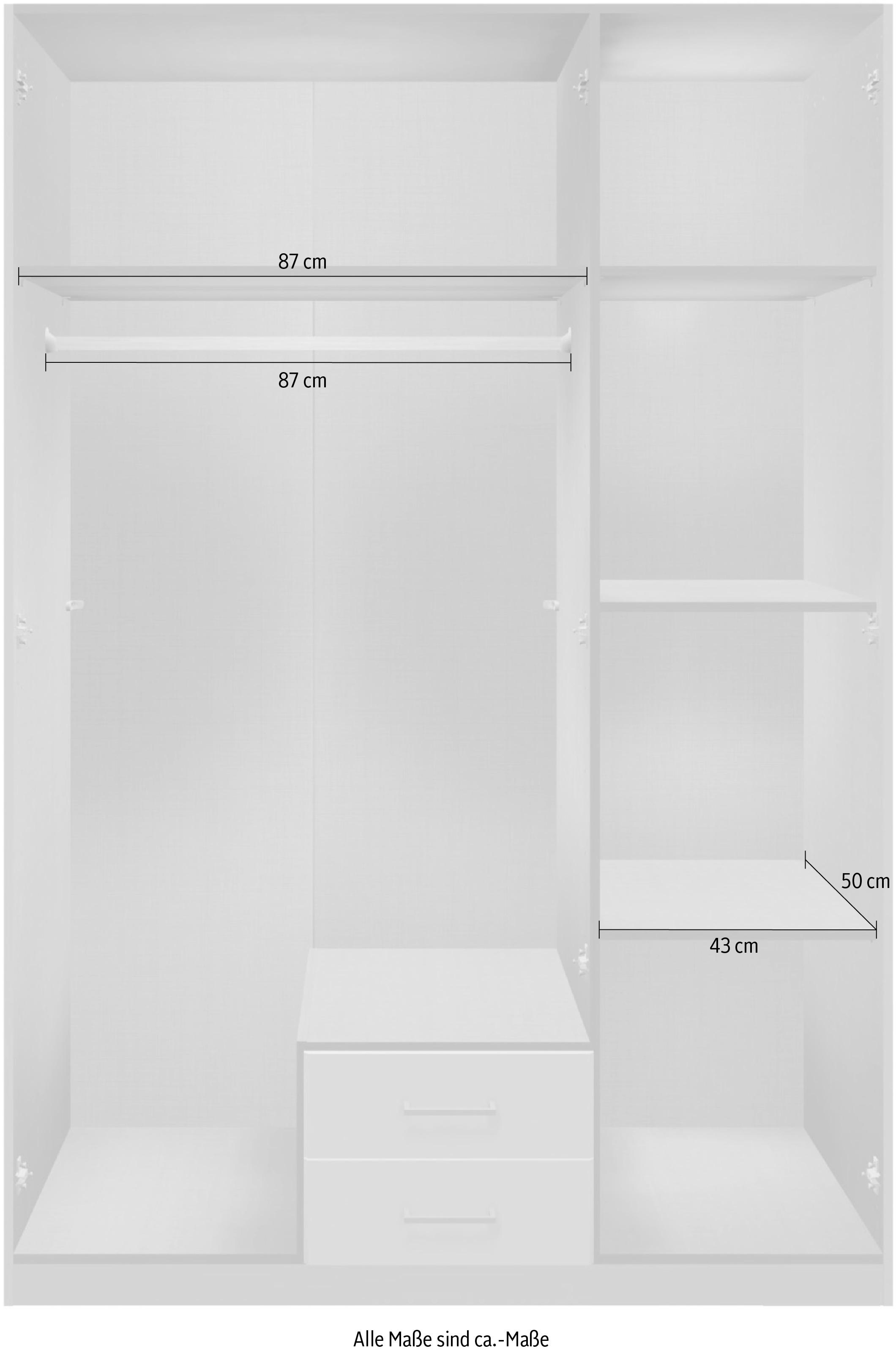 Wimex Drehtürenschrank »Texel in der Breite 135cm«, mit Metallgriffen