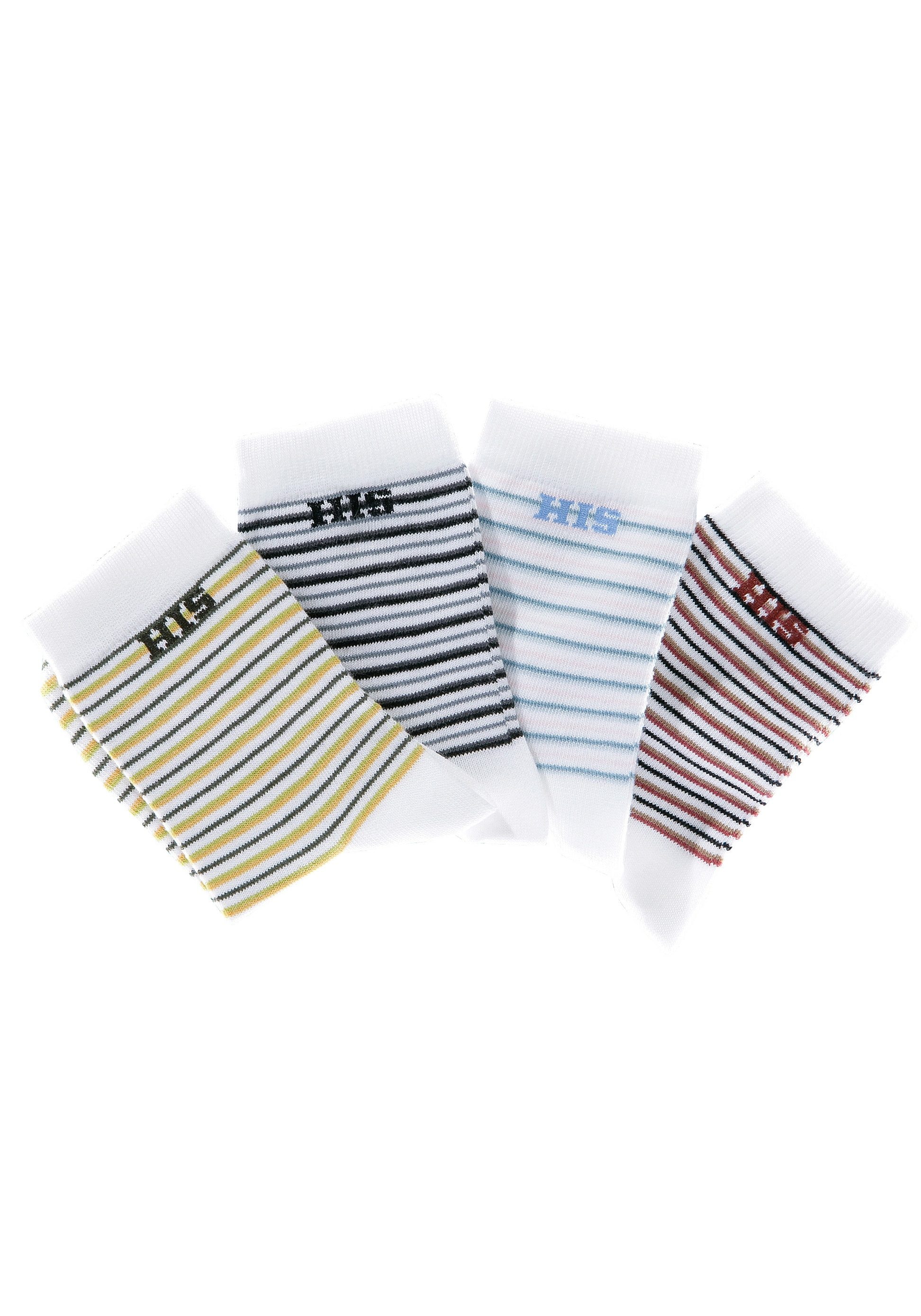 H.I.S Basicsocken, (Packung, 4 Paar), mit eingestricktem Markenlogo