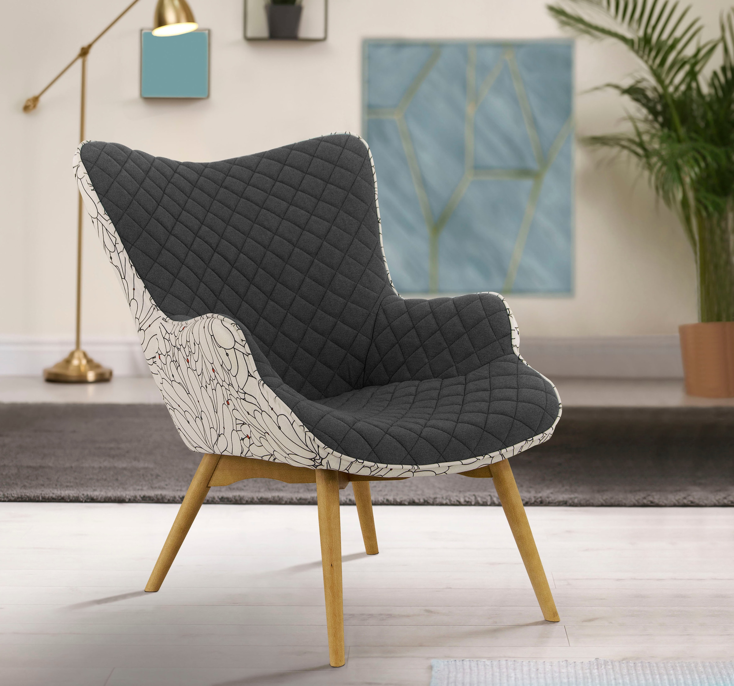 Home affaire Sessel "Duke Print" Karoprägung im Sitzbereich und Dekostoff a günstig online kaufen