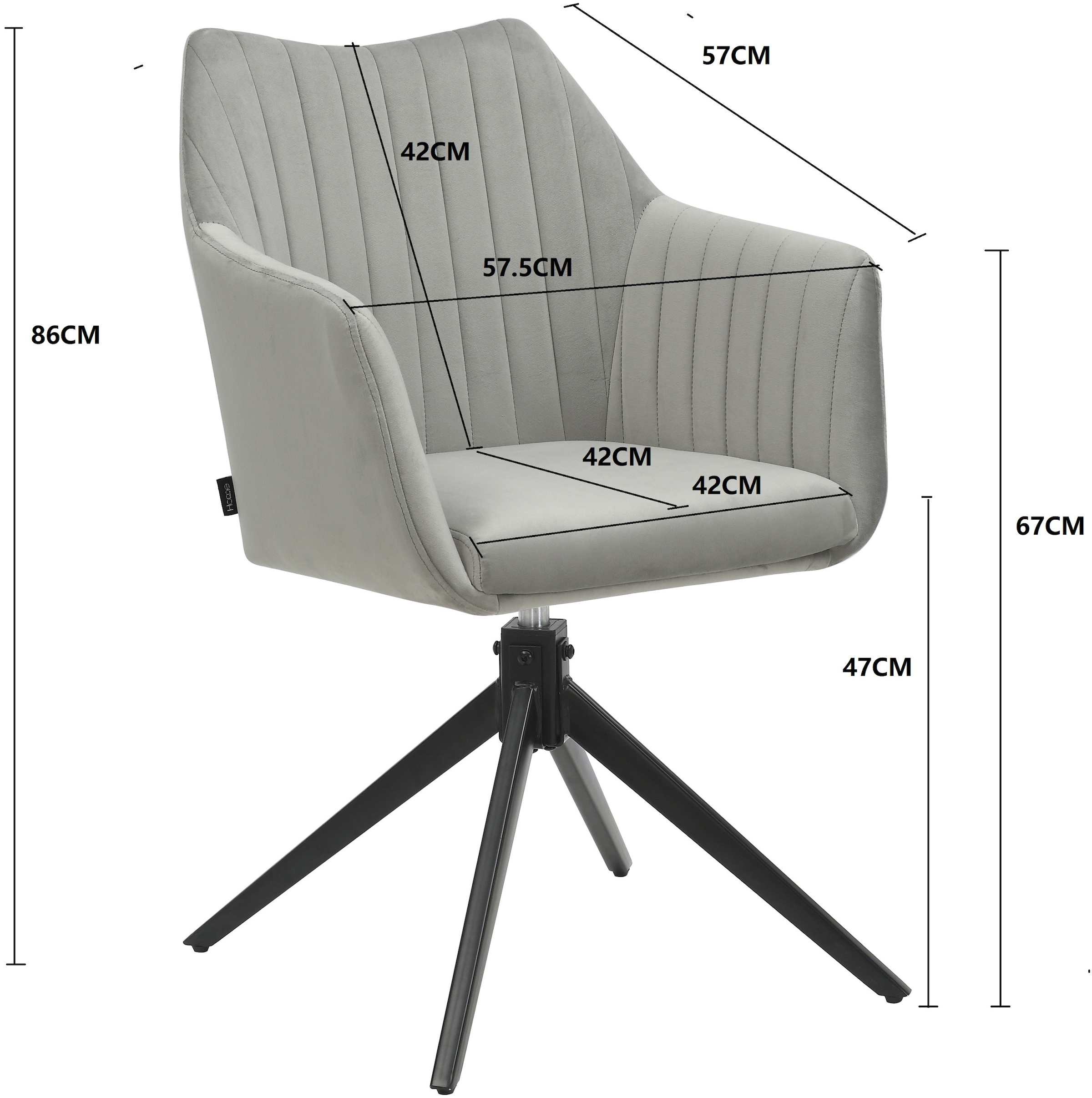 Home affaire Esszimmerstuhl »TAMPAST1, TOPSELLER!«, (Set), 2 St., Samtvelours, mit Drehfunktion 360 Grad