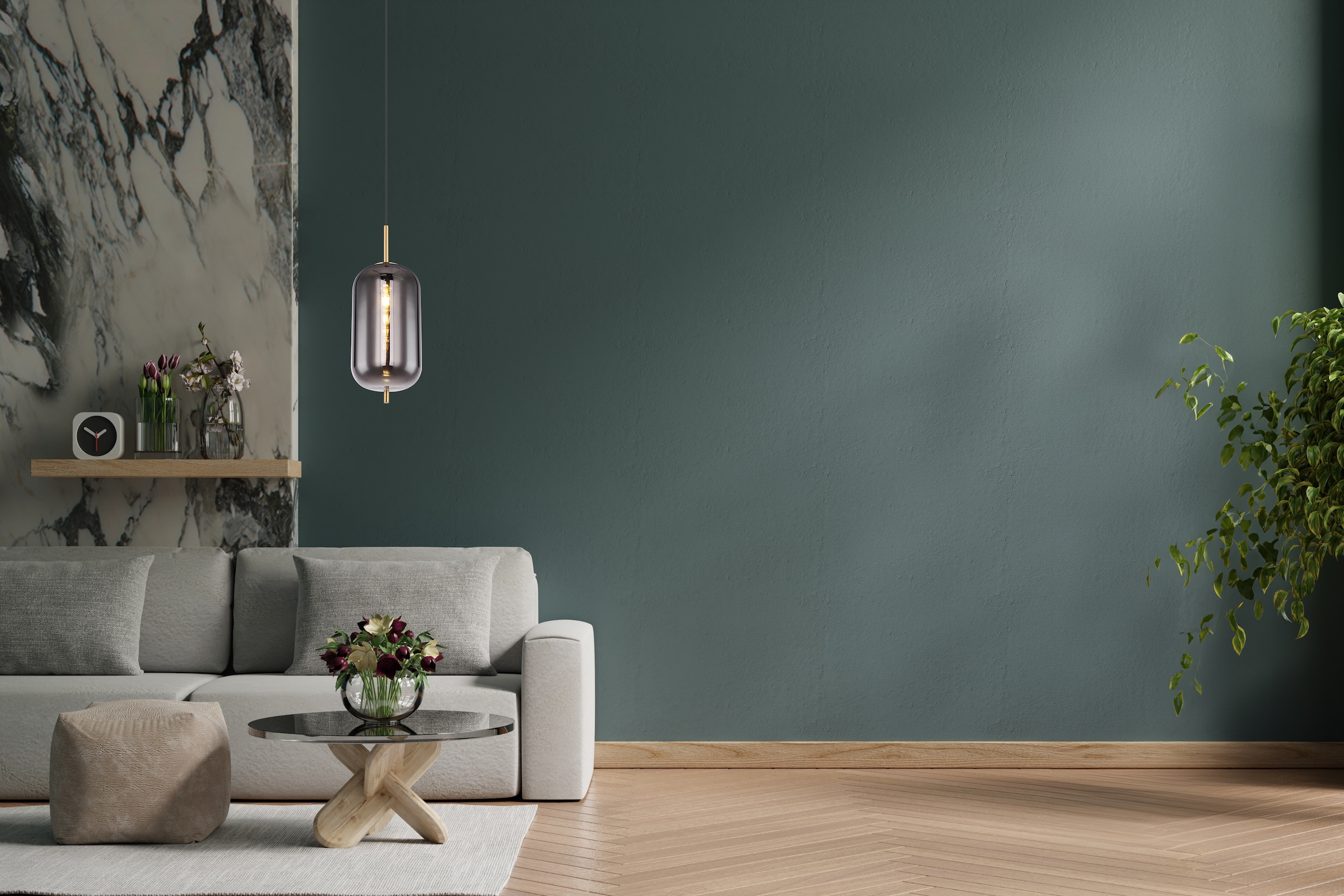 GLOBO LIGHTING Hängeleuchte »BLACKY I«, Leuchtmittel E27 | ohne Leuchtmittel, Hängelampe/Pendelleuchte/Glas/Höhe kürzbar/Esstisch