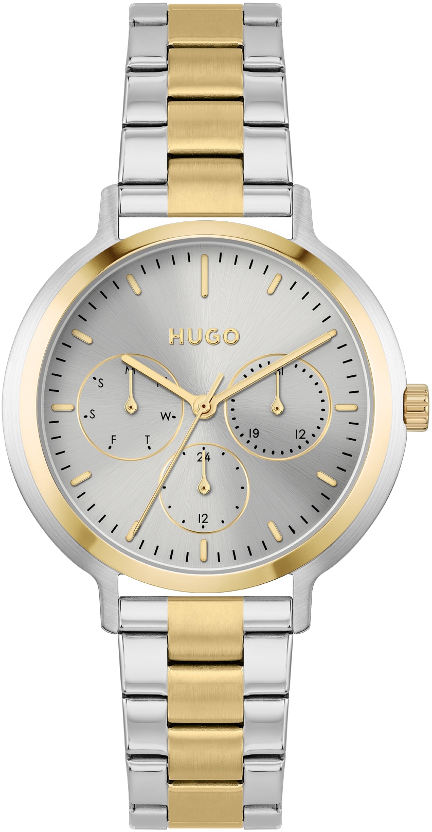 HUGO Multifunktionsuhr »#EDGY, 1540112«, Quarzuhr, Armbanduhr, Damenuhr, Datum mit Tag und Wochentag