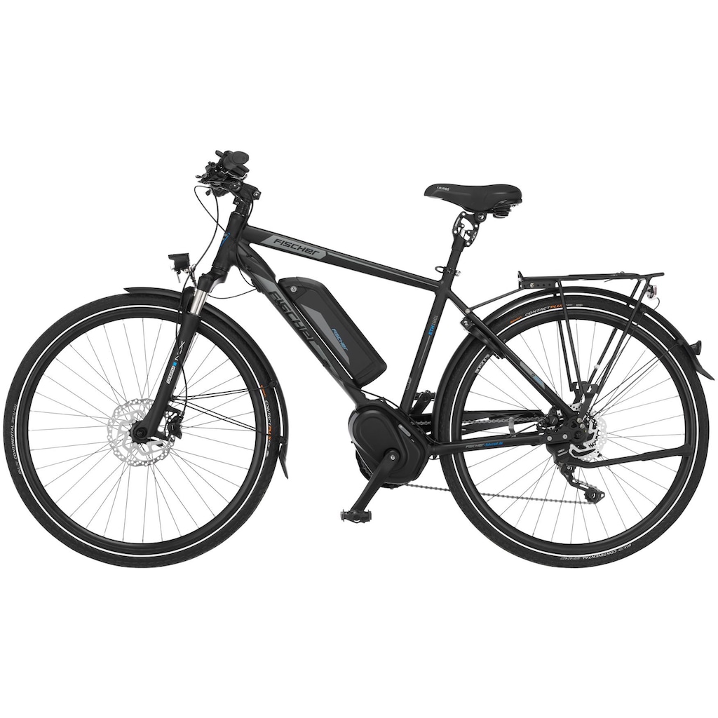 FISCHER Fahrrad E-Bike »VIATOR ETH 1861 557«, 10 Gang, Shimano, Deore, Mittelmotor 250 W, (mit Gepäckträgertasche)