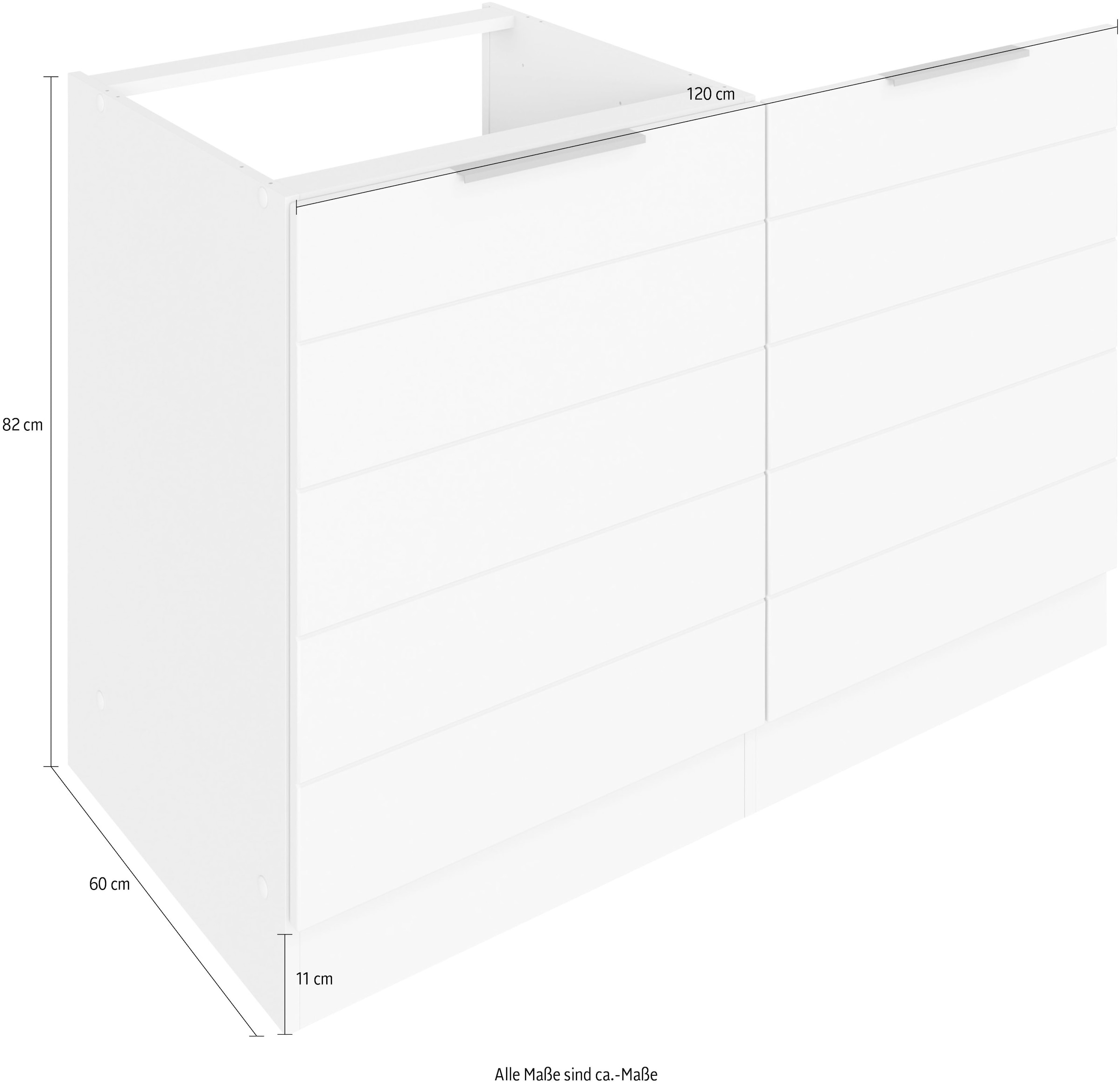 Kochstation Spülenschrank »KS-Luhe«, 120 cm breit, hochwertige MDF-Fronten mit waagerechter Lisene