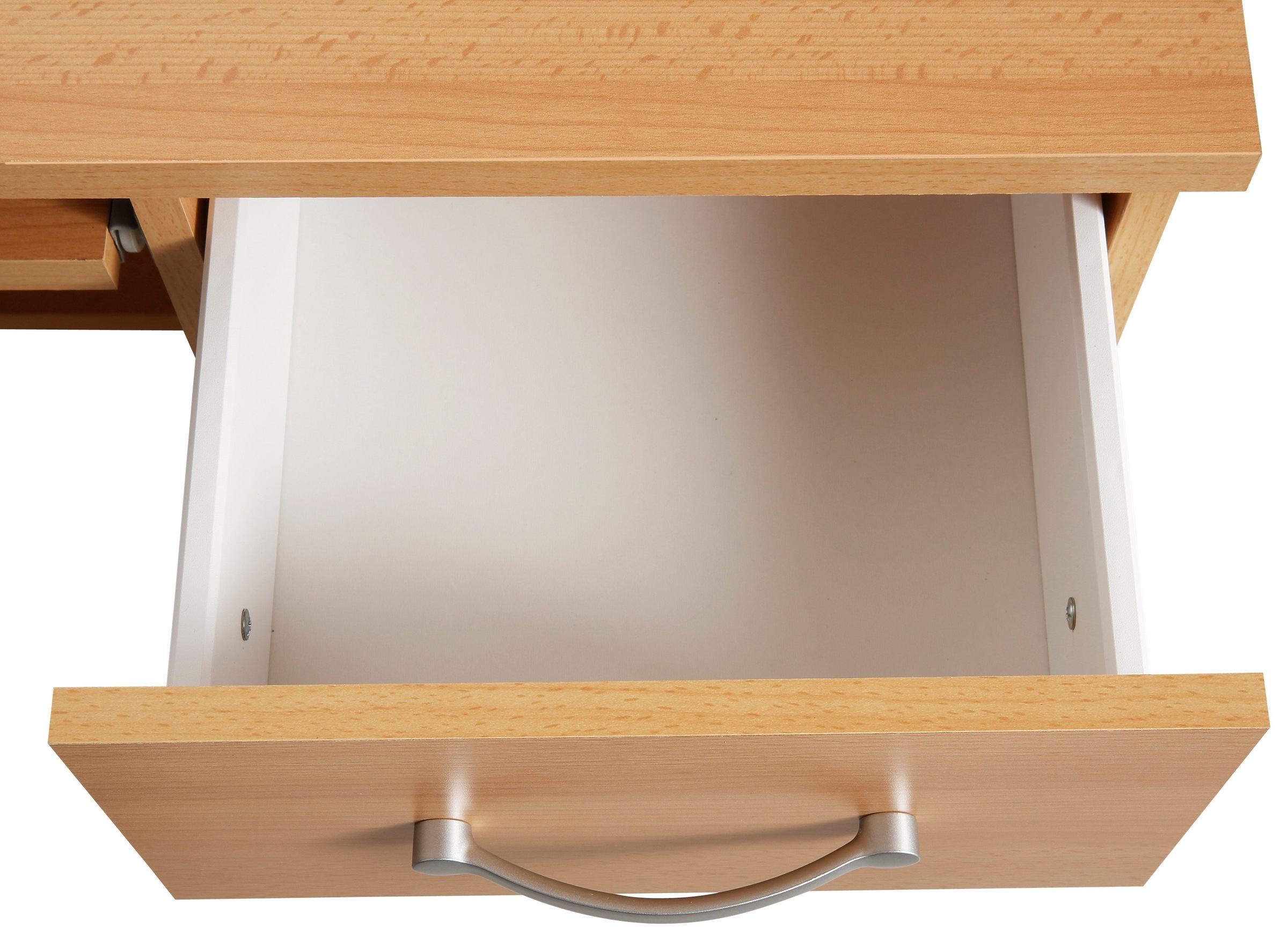 VOGL Möbelfabrik Schreibtisch »Tim mit seitlich offenen Fächern & Tastaturauszug,«, Druckerablage, 1 Schublade, Breite 138 cm, Made in Germany