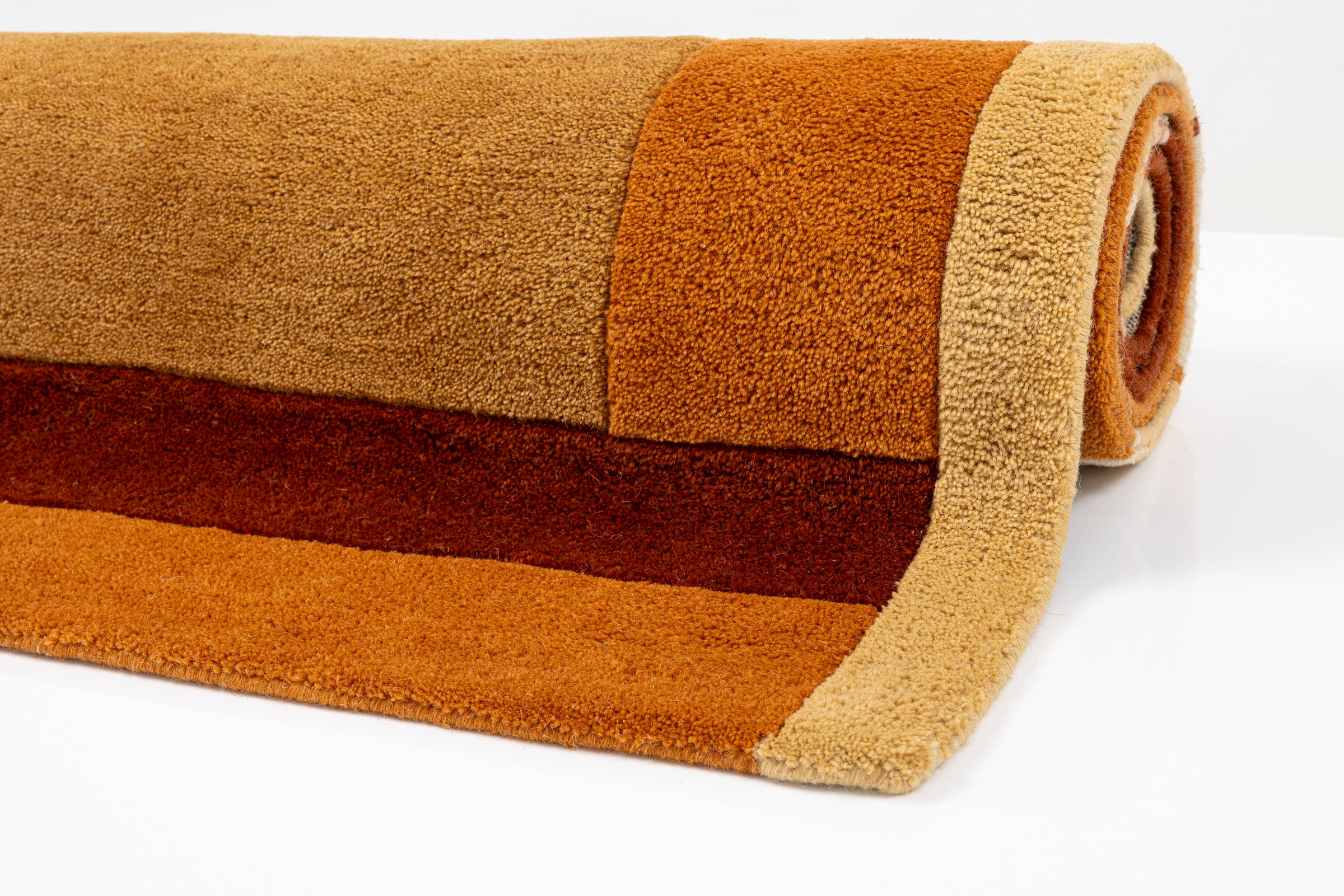 Thumbnail - THEKO Wollteppich "Tromso, Wolle, Handgefertigt, Bordüre mit Hoch-Tief-Effekt" rechteckig 15 mm Höhe Wohnzimmer, Schlafz...