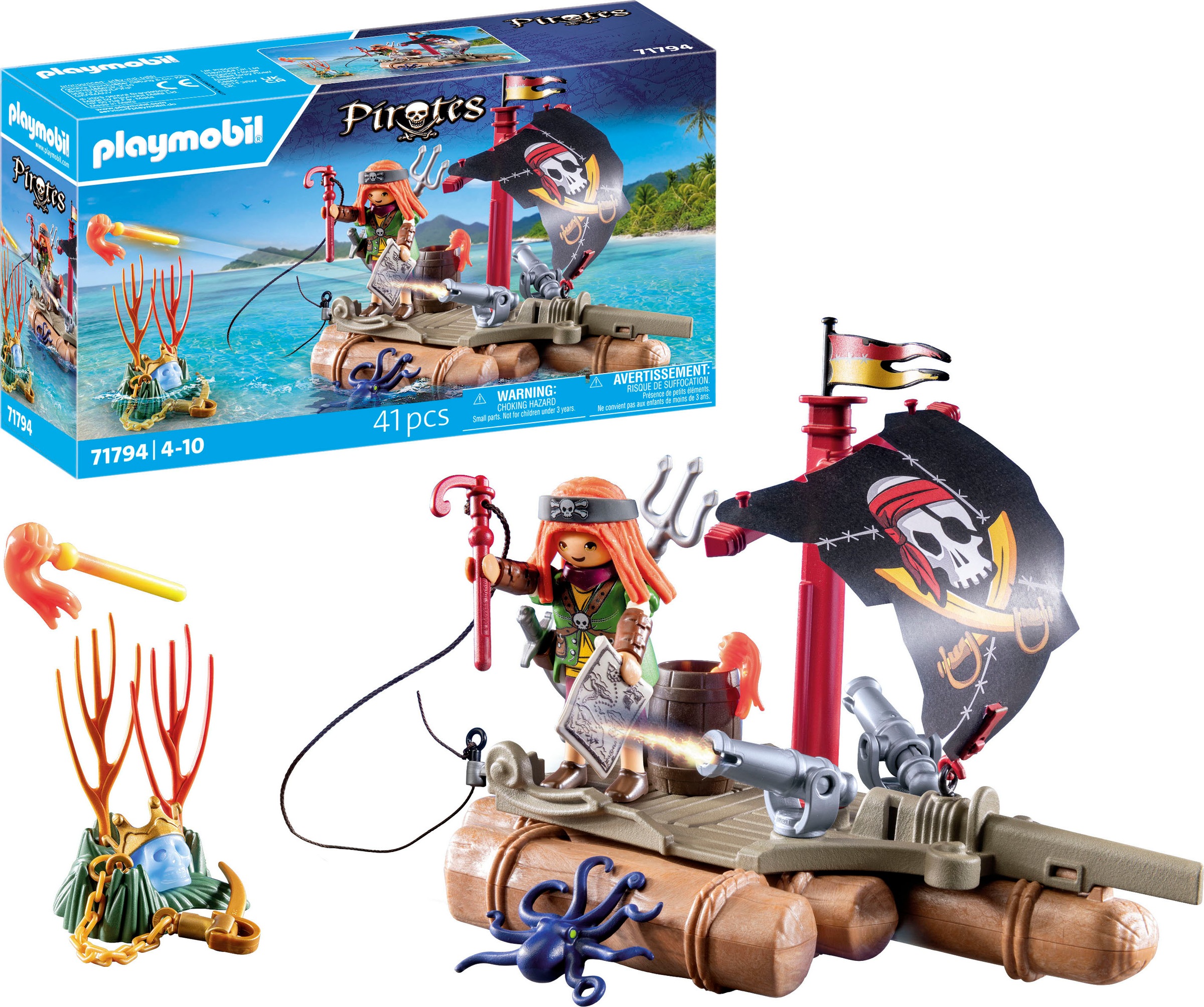 Playmobil® Konstruktions-Spielset »Schatzbergung auf Piratenfloss (71794), Playmobil Pirates«, (41 St.)