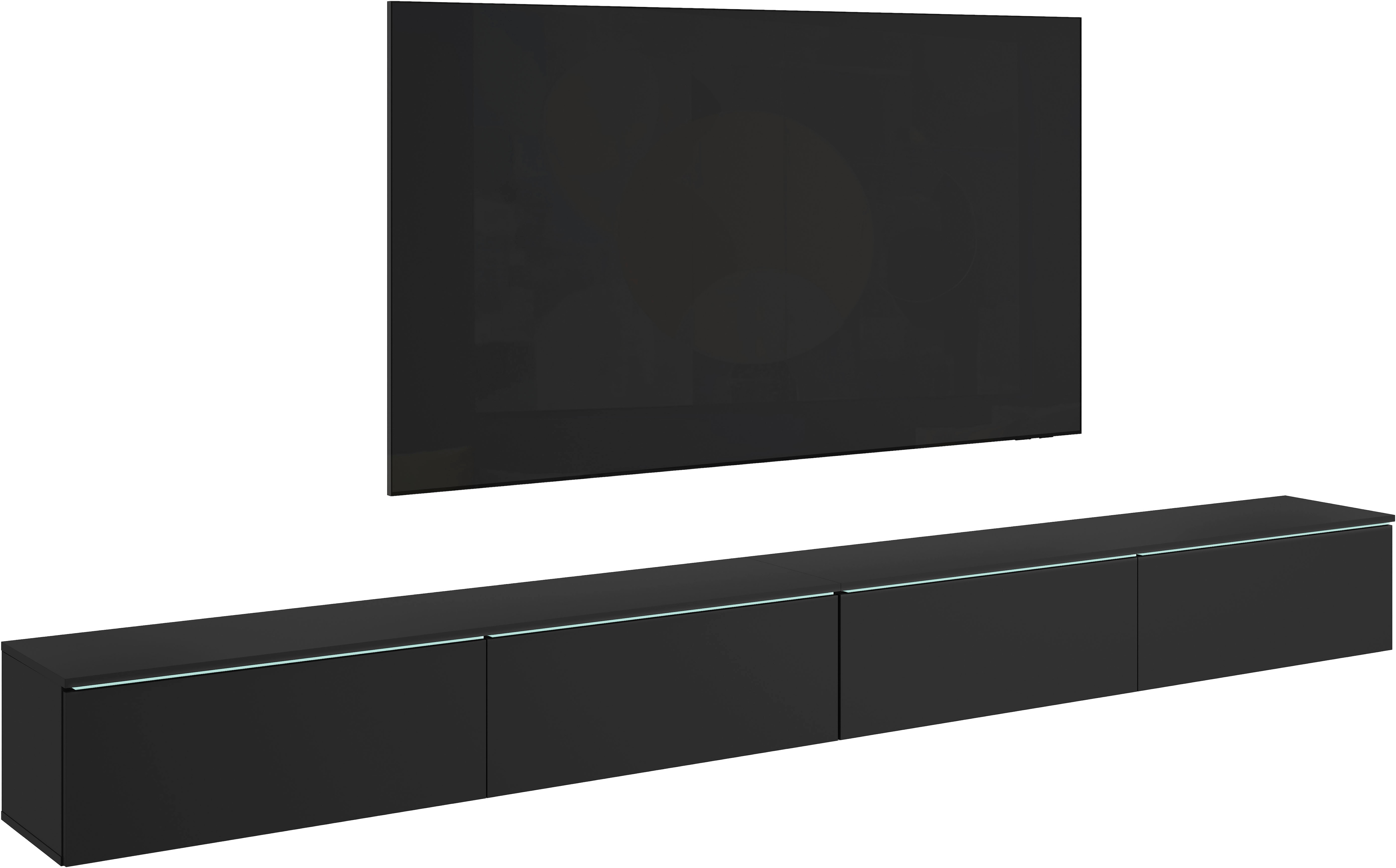 Home affaire "Vera, TV-Schrank, Breite 300 cm, verschiedene Farbausführungen" 1 Stk. tlg. Mit LED, 4 Klappen, grifflose Fronten, hängend oder stehend
