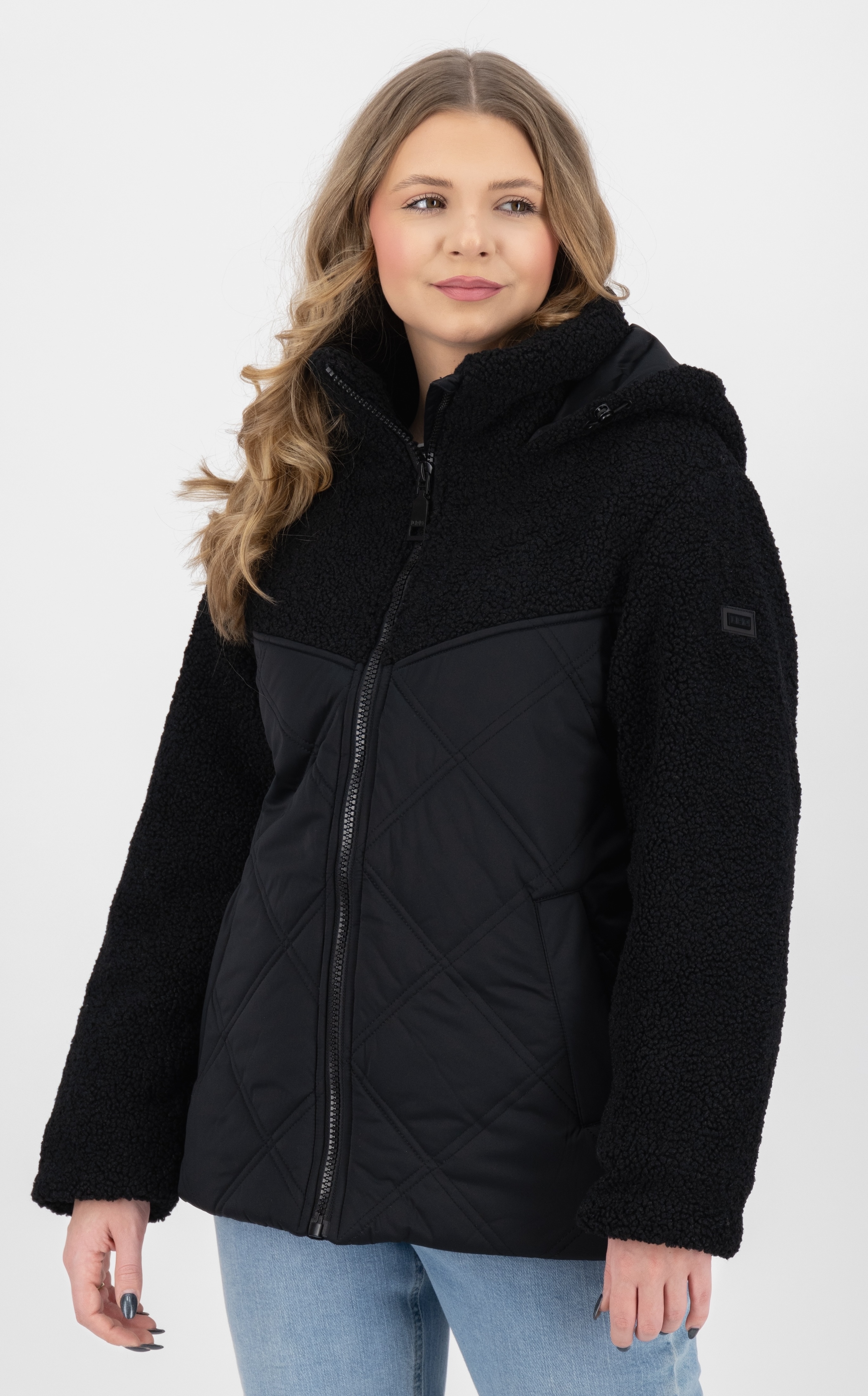 LPO Steppjacke "XAVIA WMN" mit Kapuze hochgeschlossener Kragen mit Sherpa-Fleece