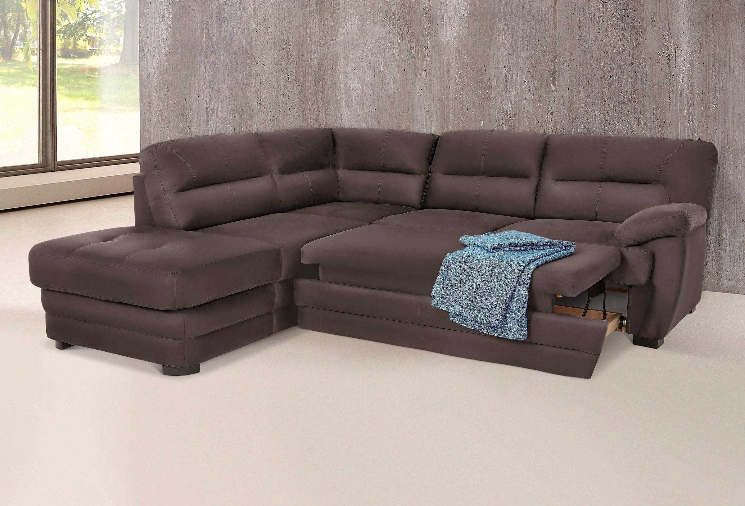 COTTA Polstergarnitur »Royale L-Form«, (Set), Set bestehend aus: Ecksofa & Hocker