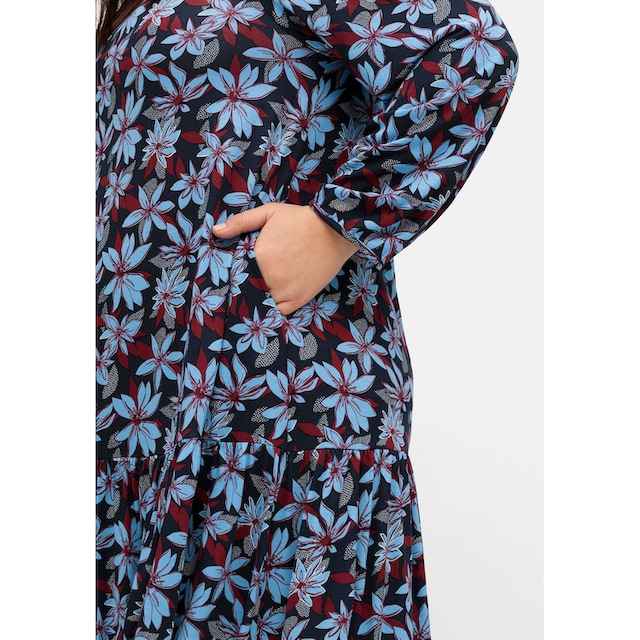 Sheego Jerseykleid »Große Größen«, mit Blumendruck, in A-Linie online  bestellen | BAUR