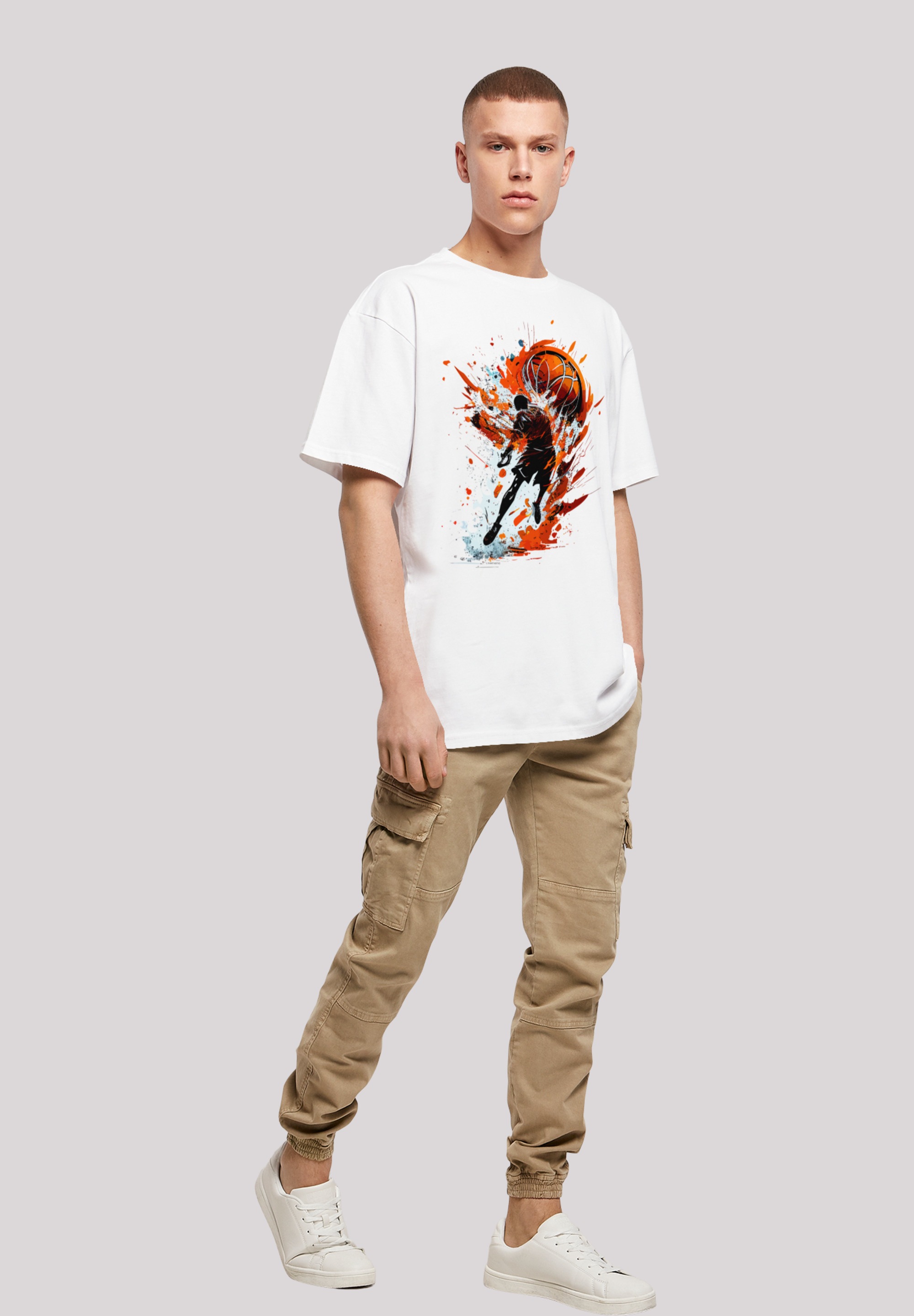 F4NT4STIC T-Shirt »Basketball Splash Sport OVERSIZE TEE« Print