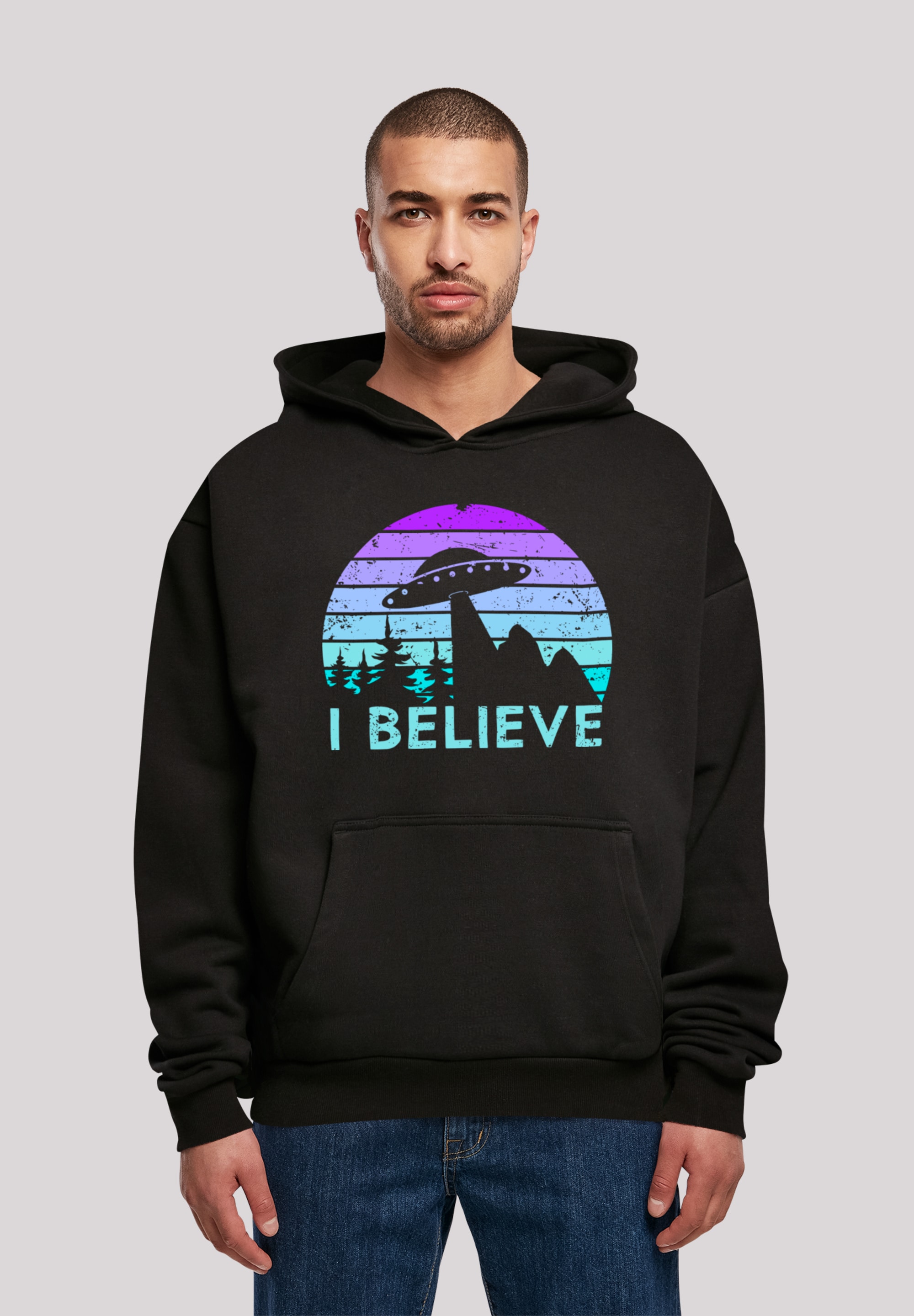 F4NT4STIC Kapuzenpullover "I BELIEVE UFO Alien Raumschiff Retro", Premium Q günstig online kaufen