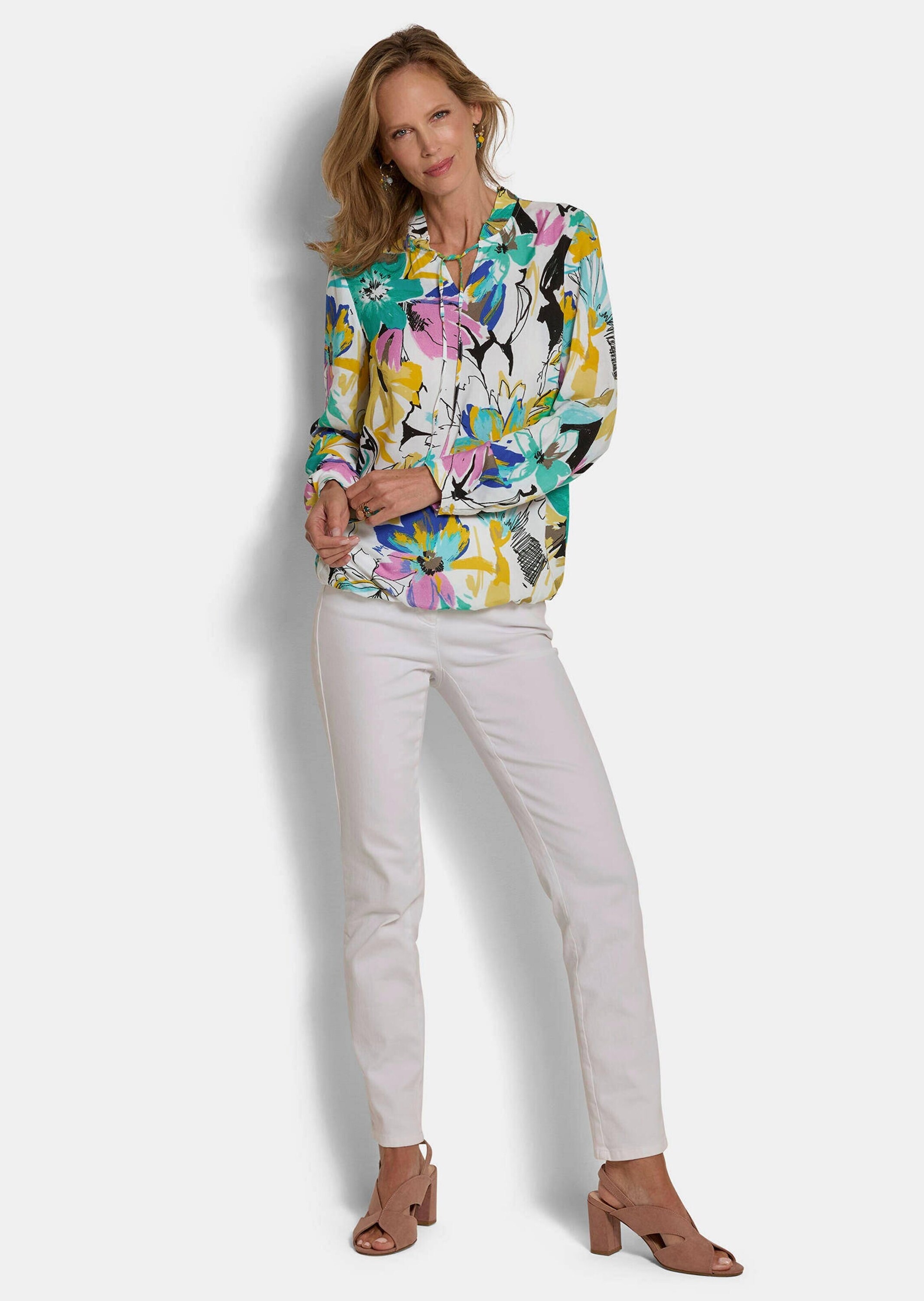 GOLDNER Schlupfbluse »Viskosebluse mit Blumenprint« Sattel im Rückteil