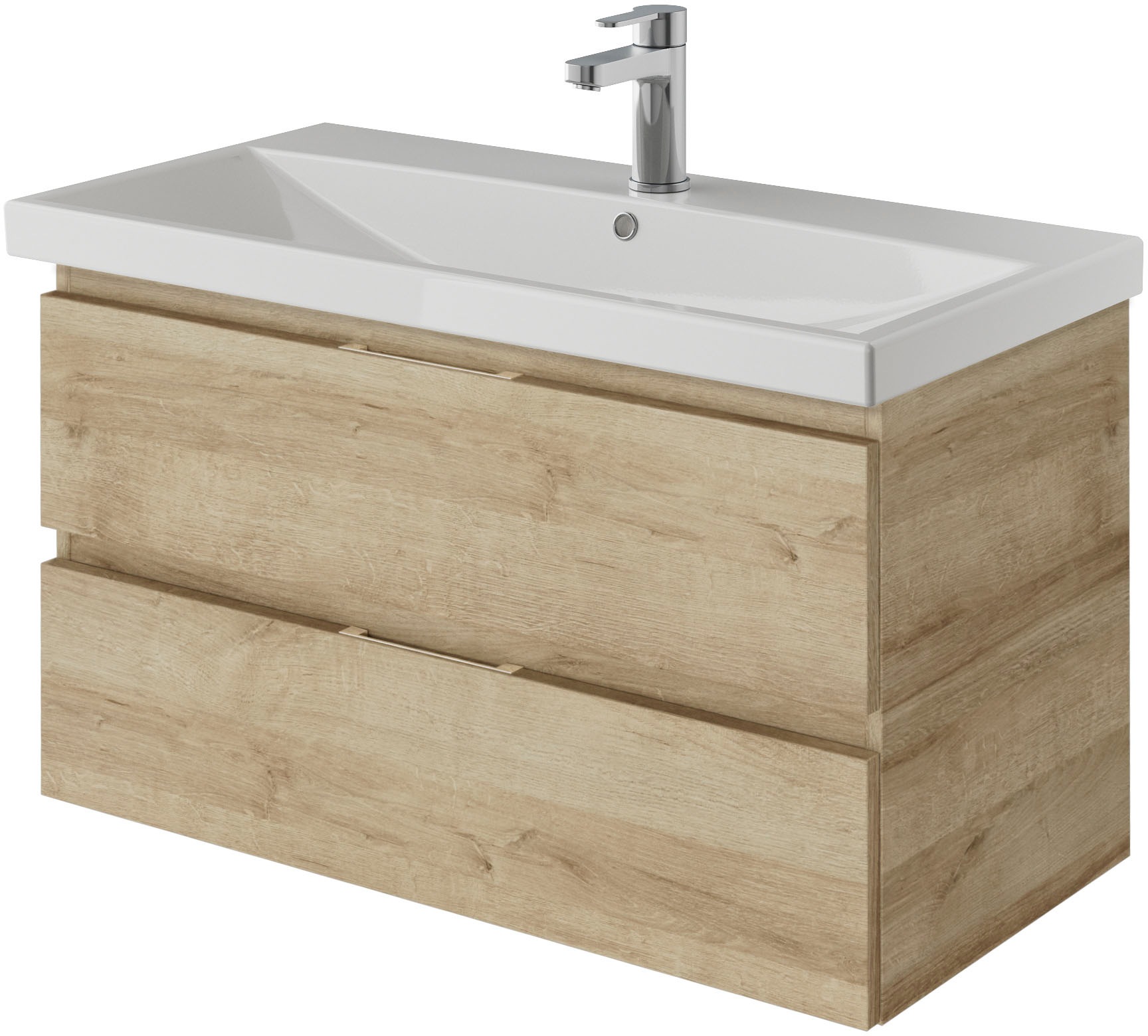 Saphir Badmöbel-Set »Serie 4035 2-teilig, Keramikwaschtisch mit LED-Spiegel, 90 cm breit«, (Set), Badezimmer-Set inkl. Türdämpfer, 2 Schubladen, Waschplatz
