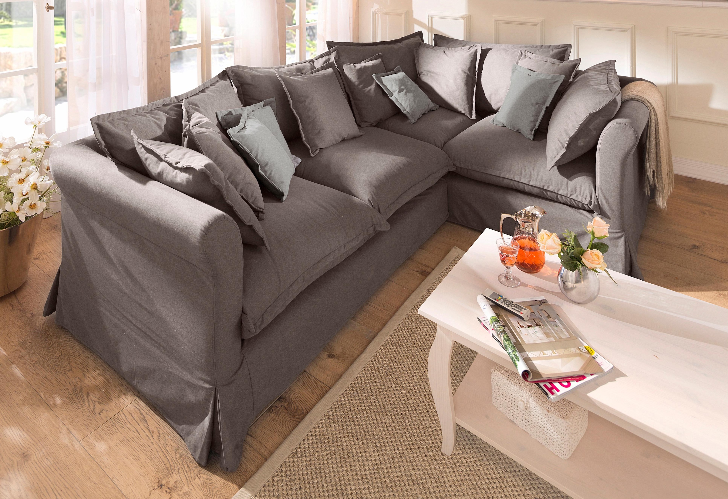 Ecksofa »Luise L-Form«, mit vielen losen Kissen und abnehmbarer Husse