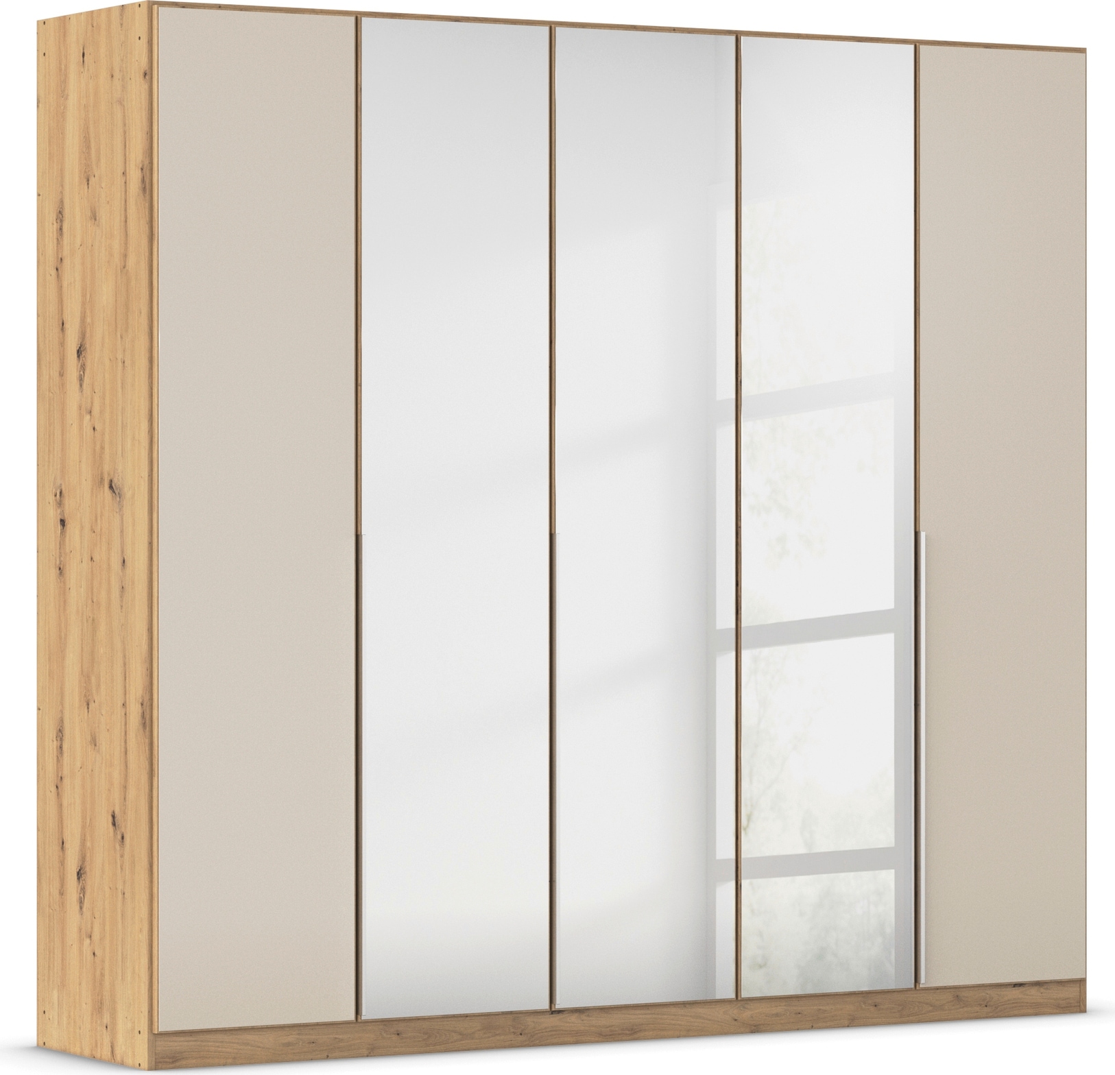 OTTO home Drehtürenschrank "Kleiderschrank Schrank Garderobe AGORDO mit Glasfront und Spiegel" in zwei Griff-Farben, Breiten 91-405 cm, durchdachte Innenausstattung, in 8 Breiten und 2 Höhen MADE IN GERMANY