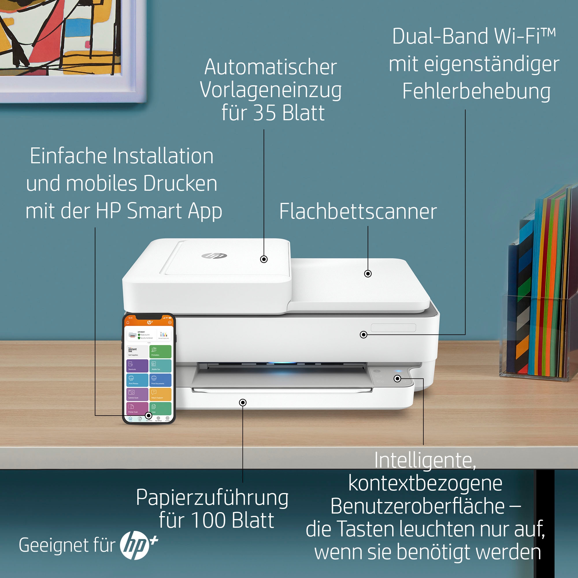 HP Multifunktionsdrucker »ENVY 6420e color Instant Ink BAUR 7ppm«, kompatibel | HP+ Printer A4 AiO