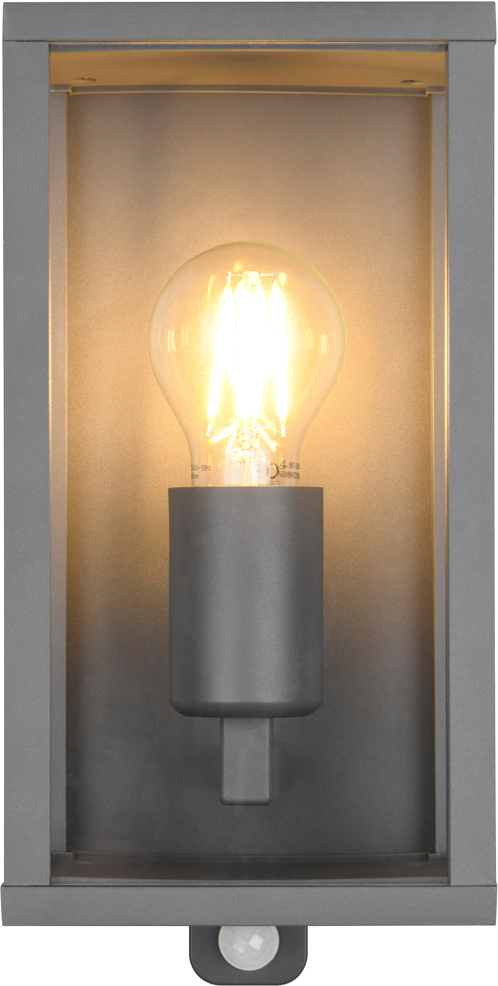 TRIO Leuchten Außen-Wandleuchte »GARONNE, Outdoor Wandlampe exkl 1x E27 max 60W, Hauswand-Leuchte« E27 1 Stk. warmweiß - kaltweiß Garten Wandleuchte IP44 mit Bewegungsmelder, Leuchtdauer einstellbar