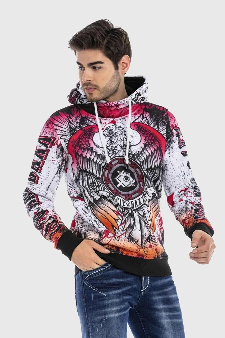 Cipo & Baxx Rundhalspullover "Sweatshirt", (1 tlg.), mit coolem Alloverprin günstig online kaufen