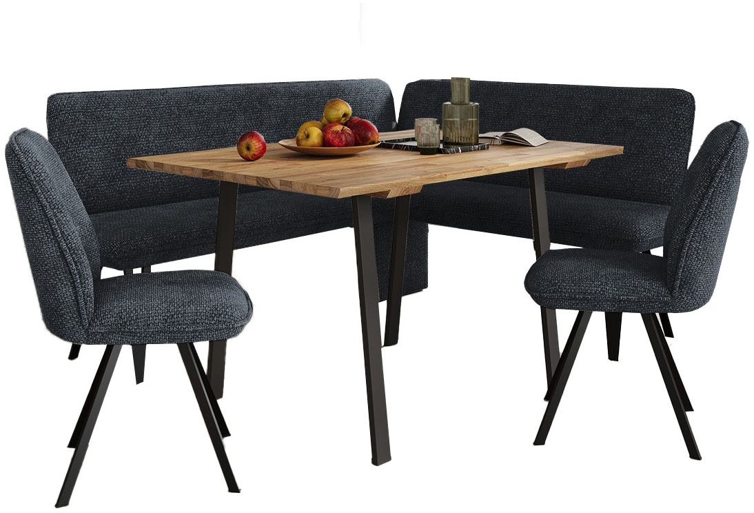 Eckbankgruppe OTTO HOME "Mily Essecke, Sitzgruppe, Eckbankgruppe, Küchenbankgruppe", schwarz (jet schwarz, schwarz), B:205cm H:89cm T:164cm, FSC-zertifizierter Holzwerkstoff, FSC-zertifiziertes Massivholz, Metall, Sitzmöbel-Sets, Eckbankgruppe, BESTSELLER