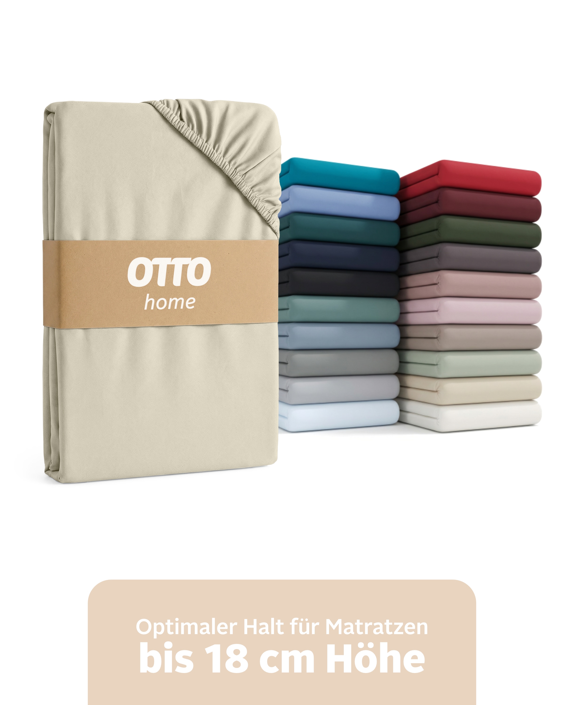 OTTO home Spannbettlaken "Physalis Basic und PREMIUM Qualität, 100% Baumwolle, Jersey und Biber" Bettlaken für Matratzen bis 18 cm Höhe, Spannbetttuch, Laken