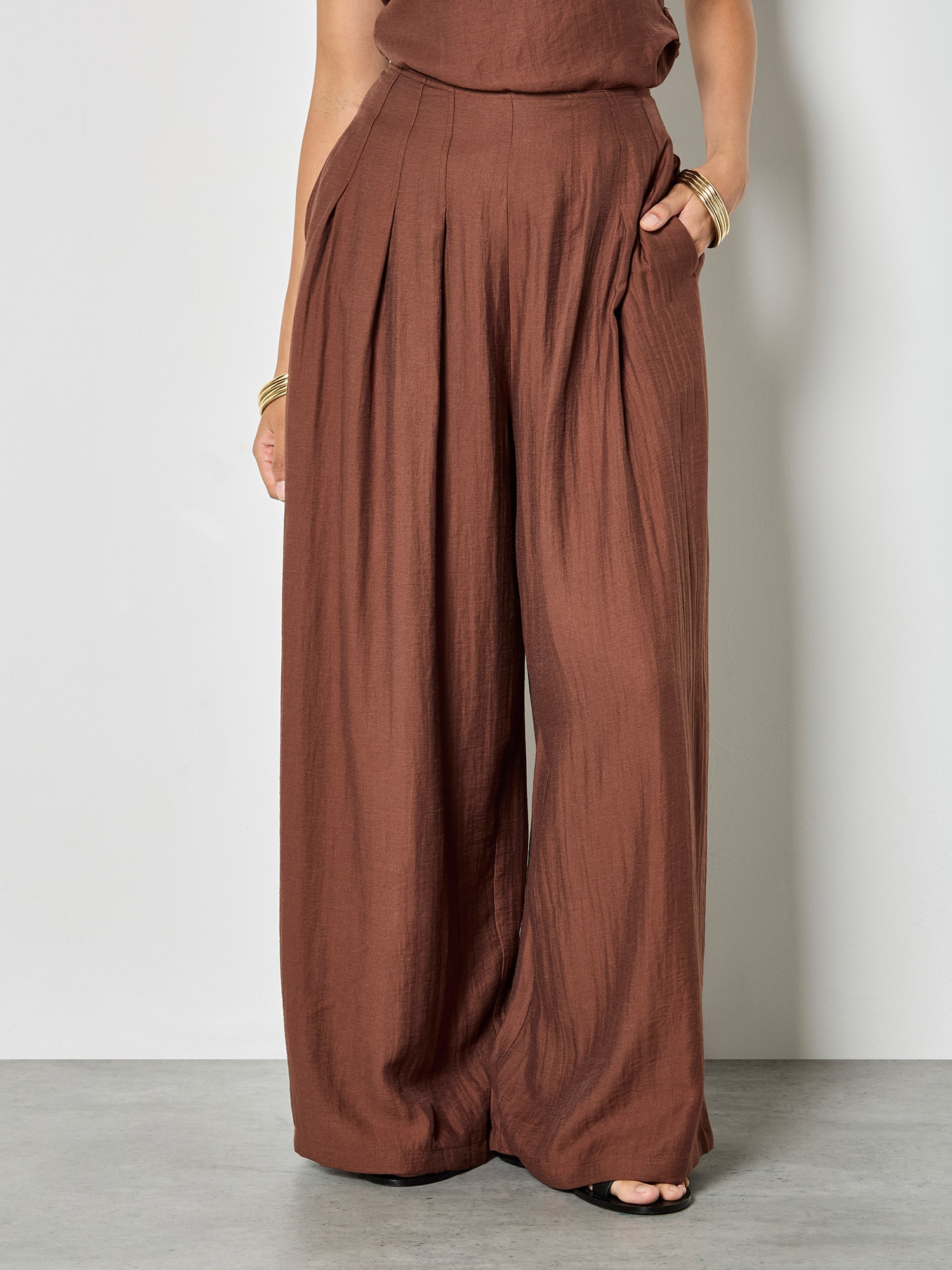 Apricot Palazzohose "Weite Hose aus strukturiertem Twill" mit Plissee