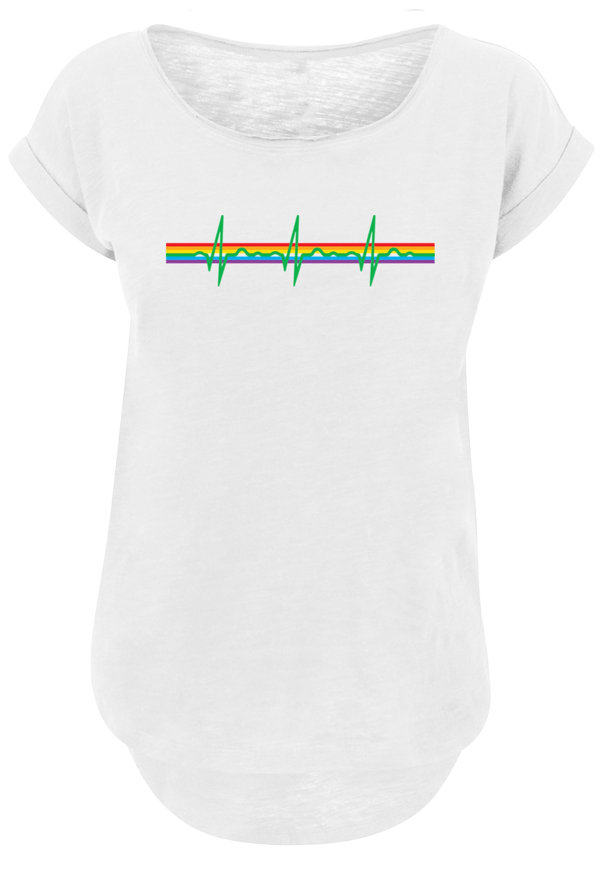 F4NT4STIC T-Shirt »Pink Floyd Prism Heartbeat Rainbow Regenbogen«, Print