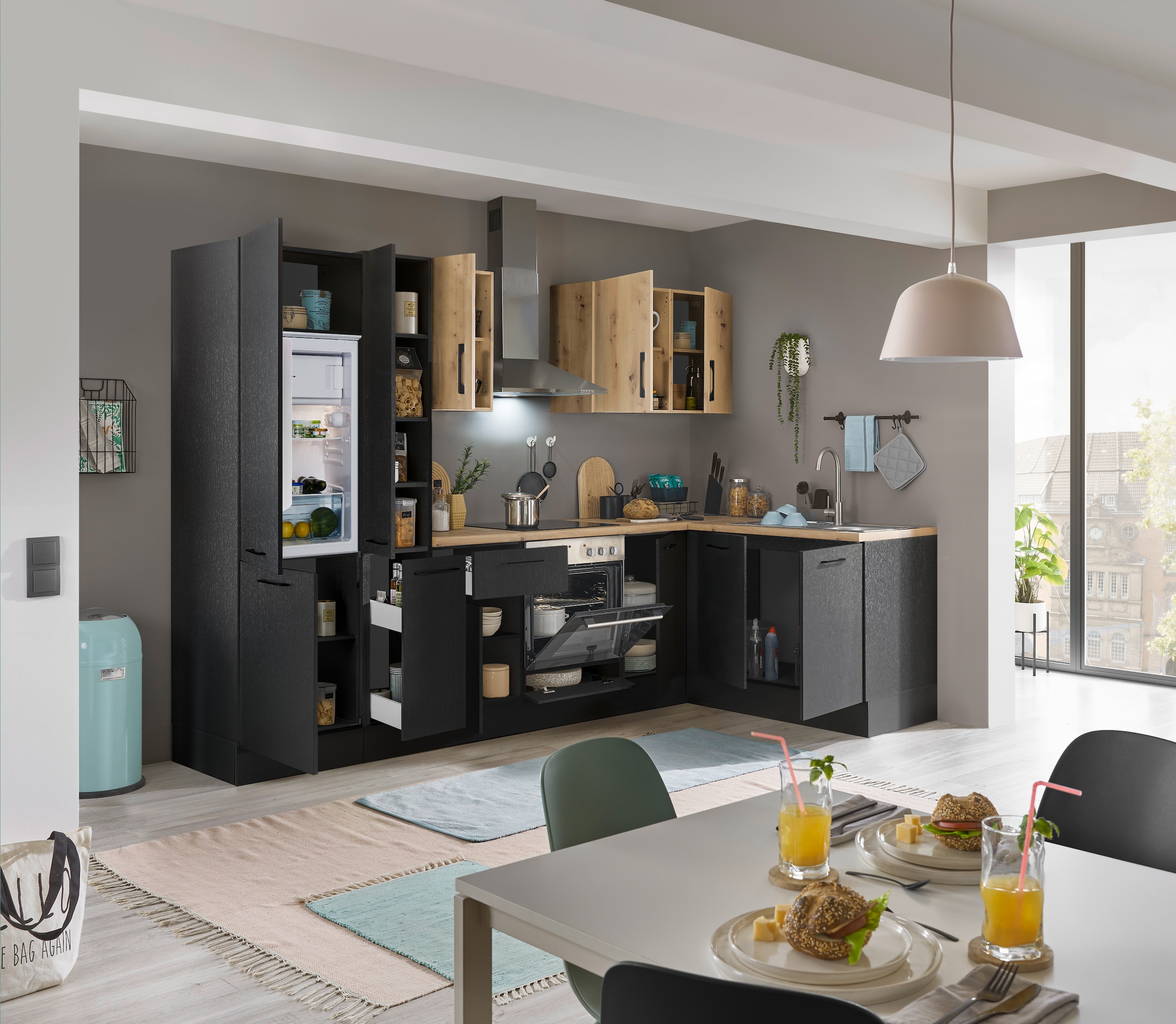 BASIC by Balculina Winkelküche »Turin«, Stellbreite 300x175 cm, wahlweise mit E-Geräten