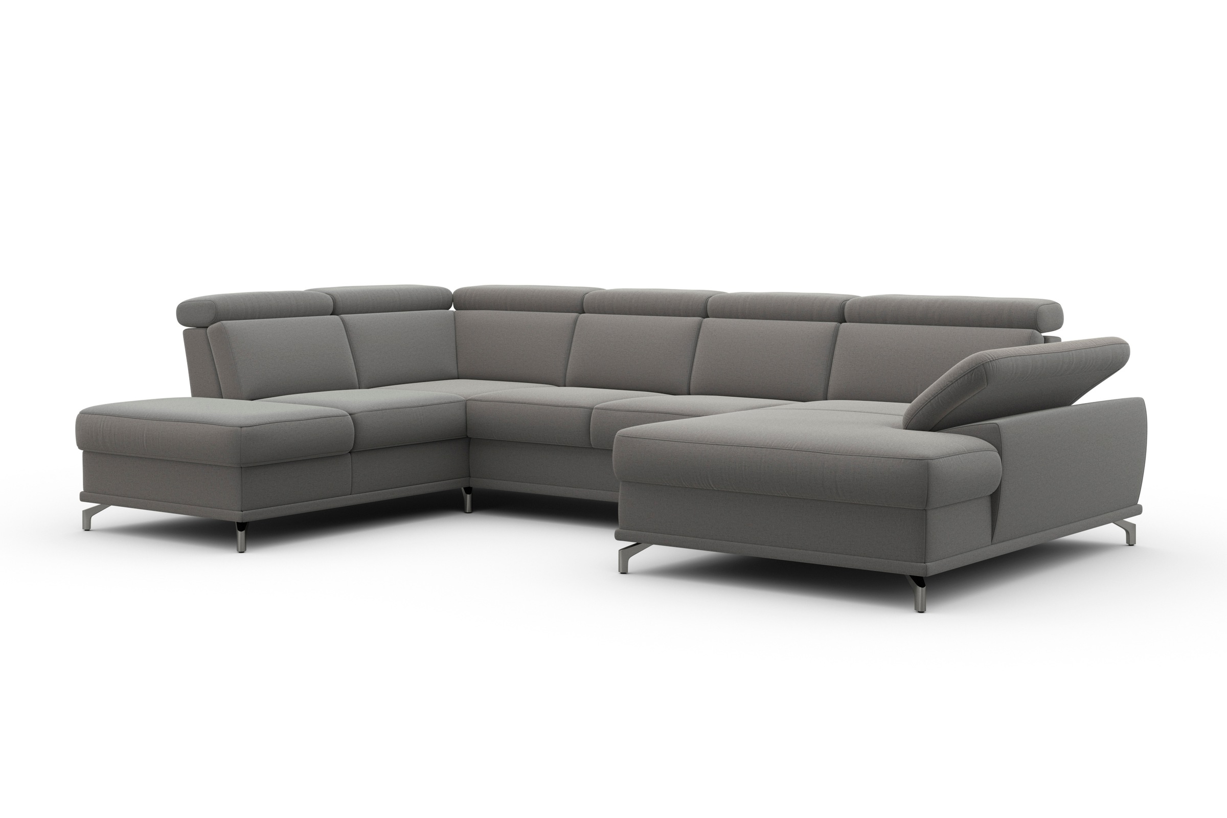 sit&more Wohnlandschaft »Cabrio U-Form, mit Sitztiefenverstellung, Arm- und Kopfteilverstellung«, 3 Nierenkissen, Federkern, optional Bettfunktion und Stauraum