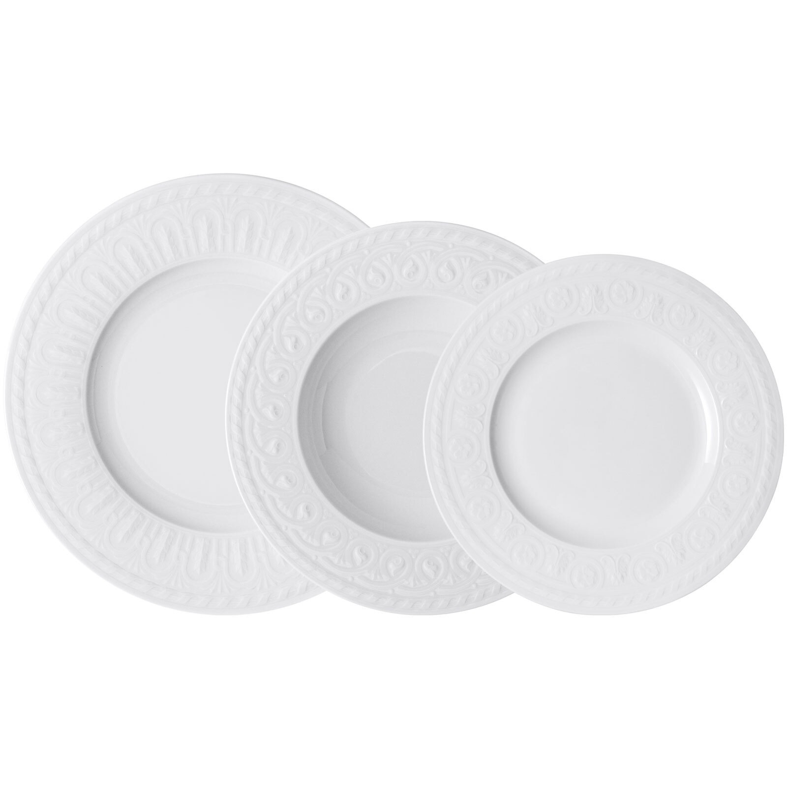 Villeroy & Boch Geschirr-Set "Teller-Set Cellini 12er Set weiß" Spülmaschinengeeignet, Mikrowellenfest