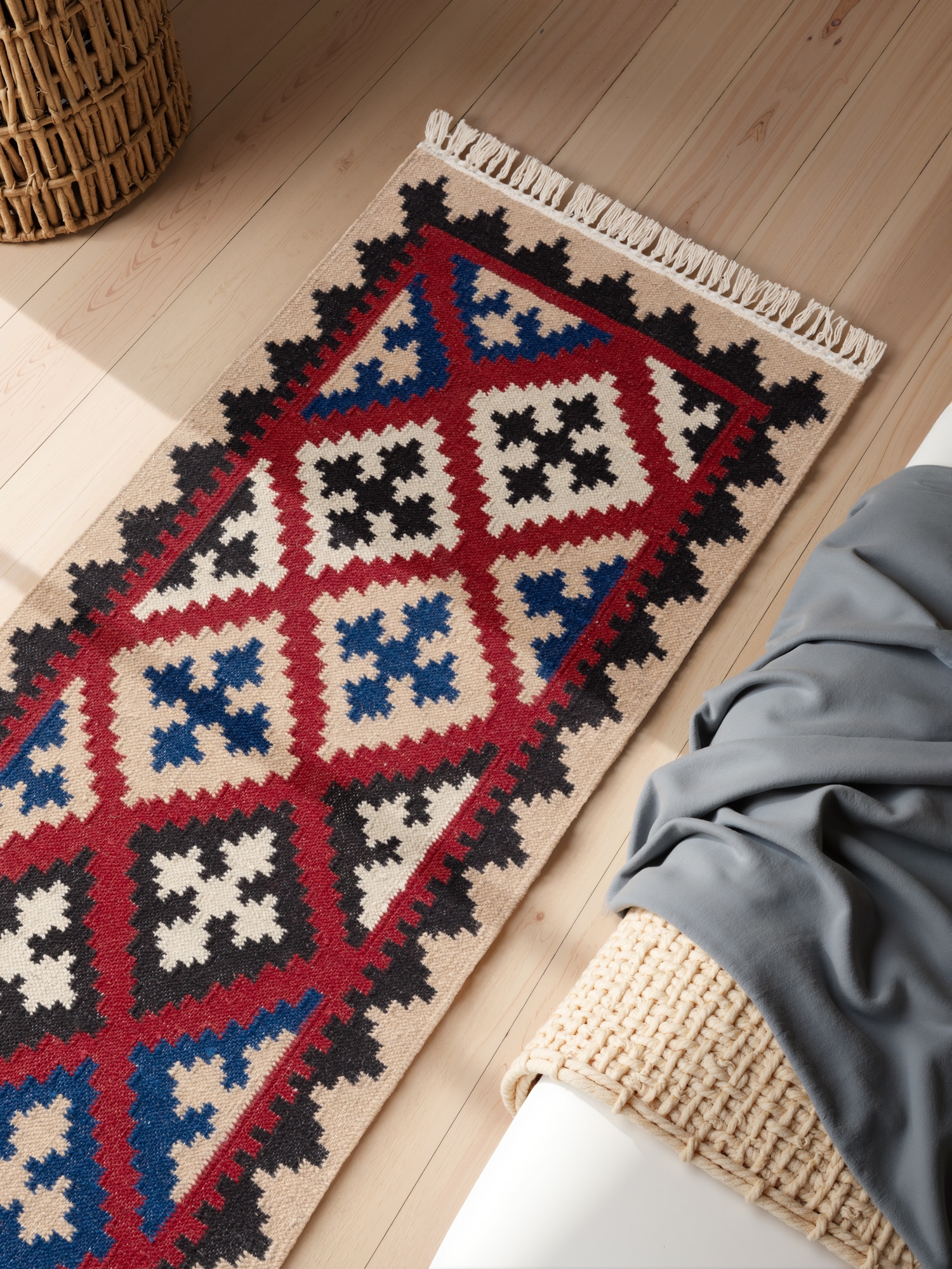 HANSE Home Teppich »Kelim Rami«, rechteckig, 3 mm Höhe, Wolle, Baumwolle, Natur, Handgewebt, orientalisch, Boho, traditionell