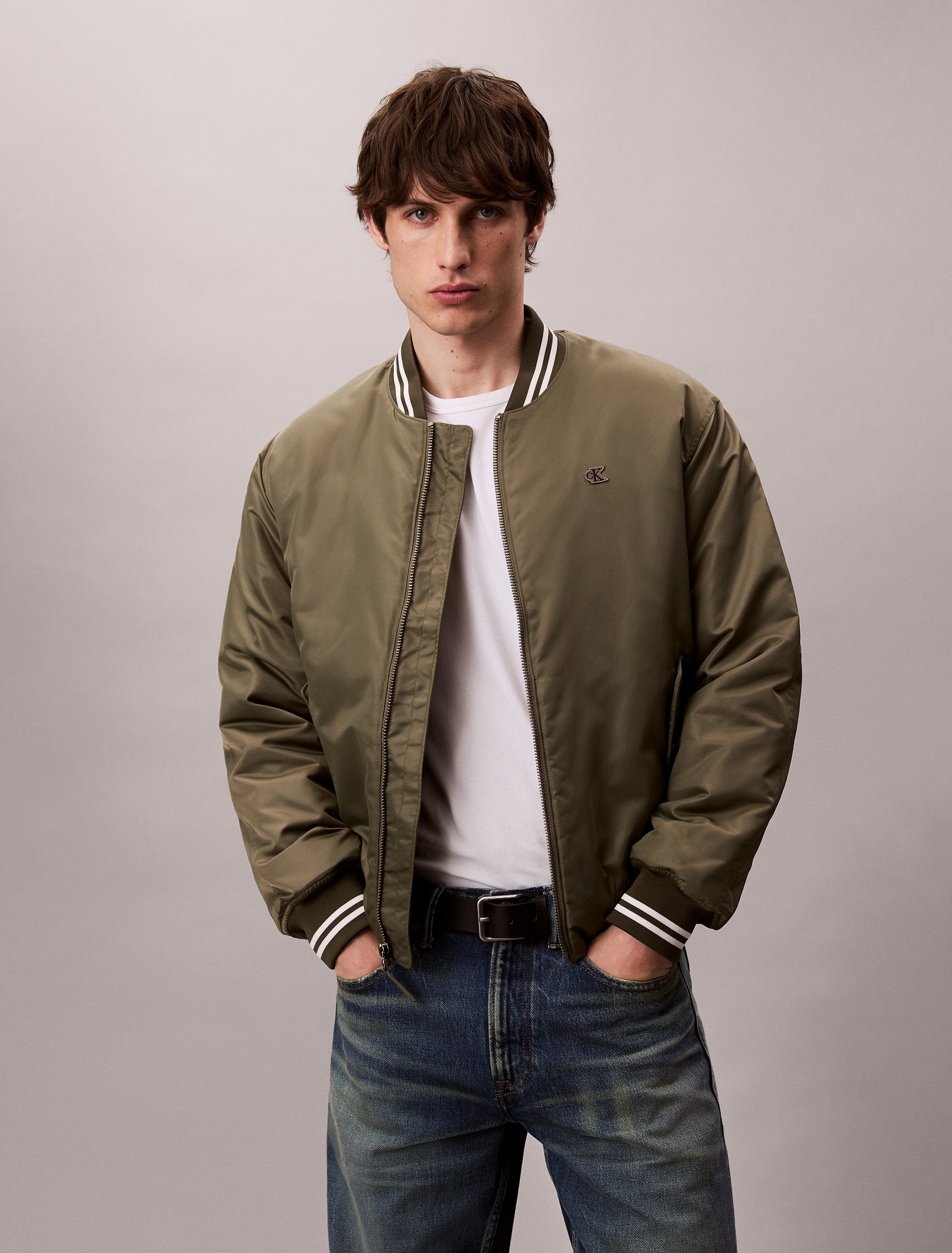 Calvin Klein Jeans Collegejacke "LS JEANS TIPPED HERO BOMBER" ohne Kapuze M günstig online kaufen