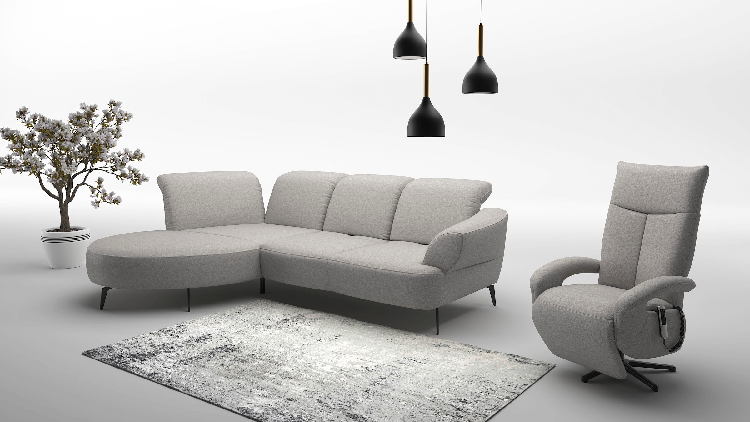 sit&more Ecksofa »Dance, L-Form, inkl. Sitztiefenverstellung«, inkl. Click&Seat, optional mit Kopfteilverstellung