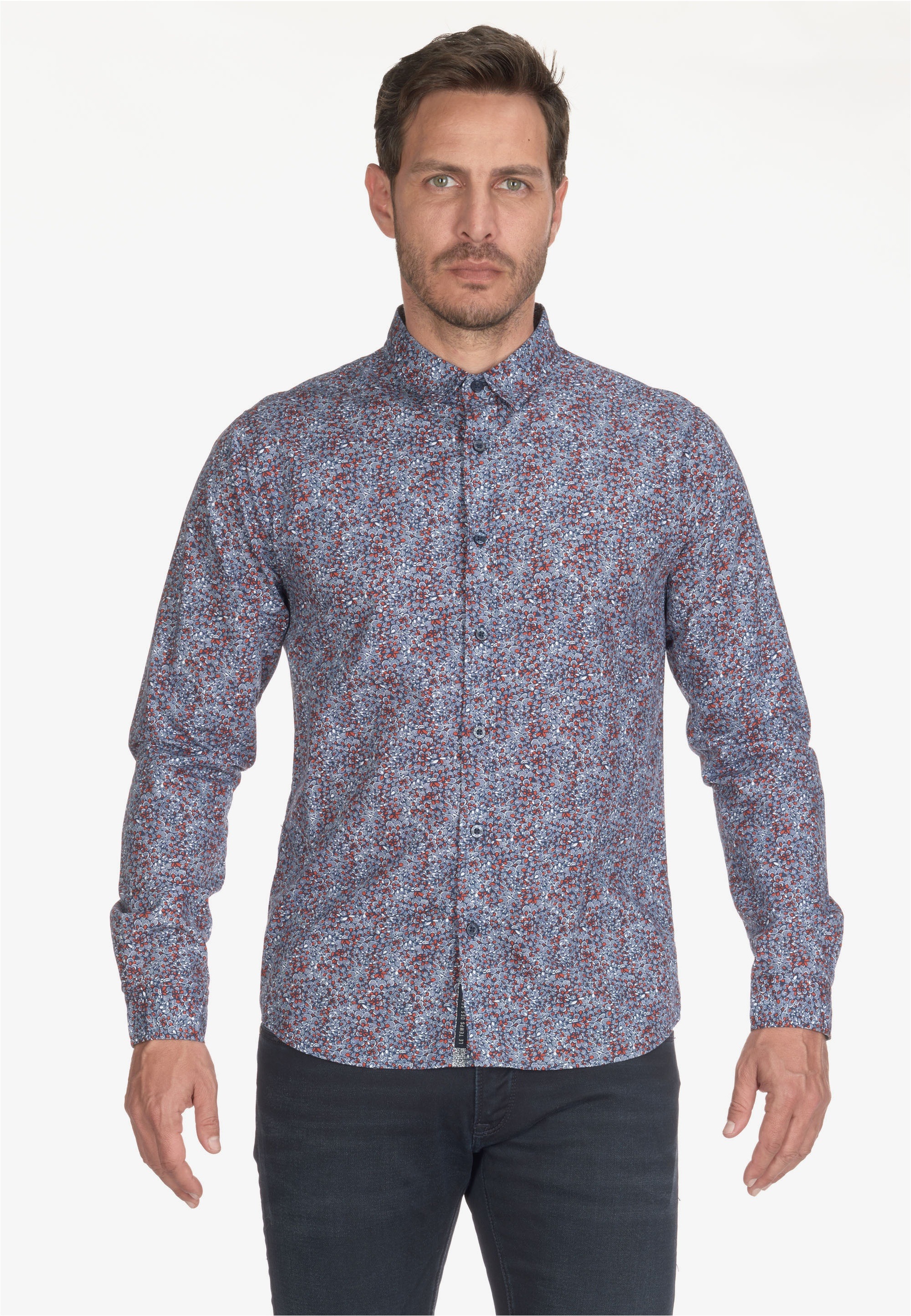 Le Temps Des Cerises Langarmhemd »RETIL«, mit filigranem Alloverprint