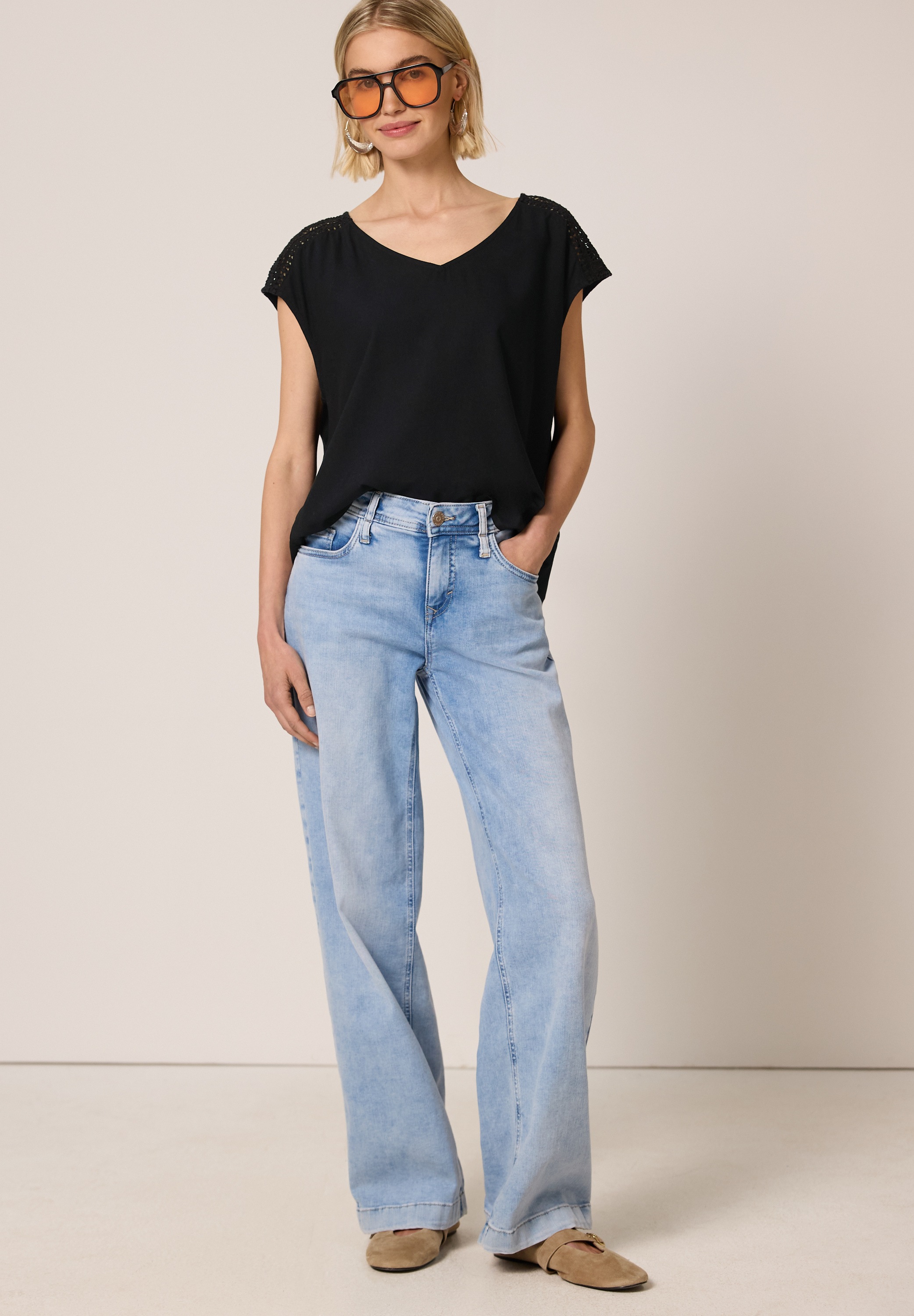 STREET ONE STUDIO Kurzarmbluse aus softer Viskose