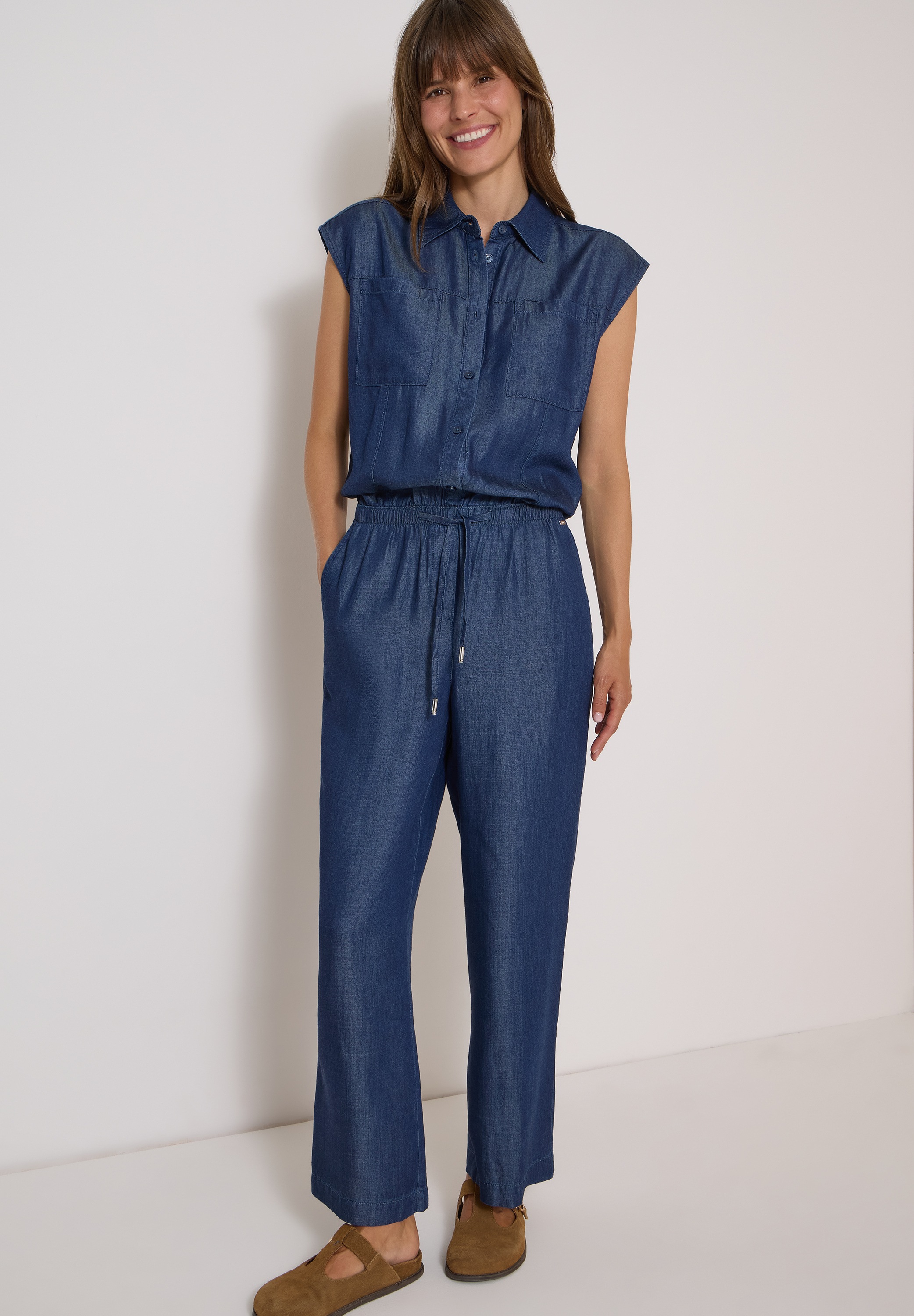 Cecil Damen Dunkelblau Overall Gr. Xl, Us-Größen, Blau ( Wash), Stoff, Obermaterial: 100% Lyocell, Unifarben, Basic, Normal Lang, Ohne Ausschnitt,... - Image 3