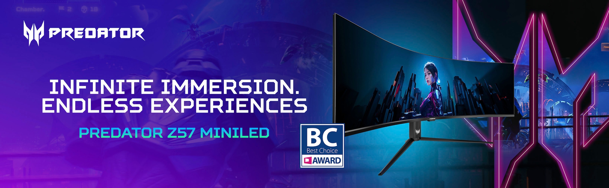 Acer Curved-Gaming-LED-Monitor »Predator Z57« 145 cm/57 ″  7680 x 2160 px DUHD 1 Reaktionszeit 120 Hz MiniLED