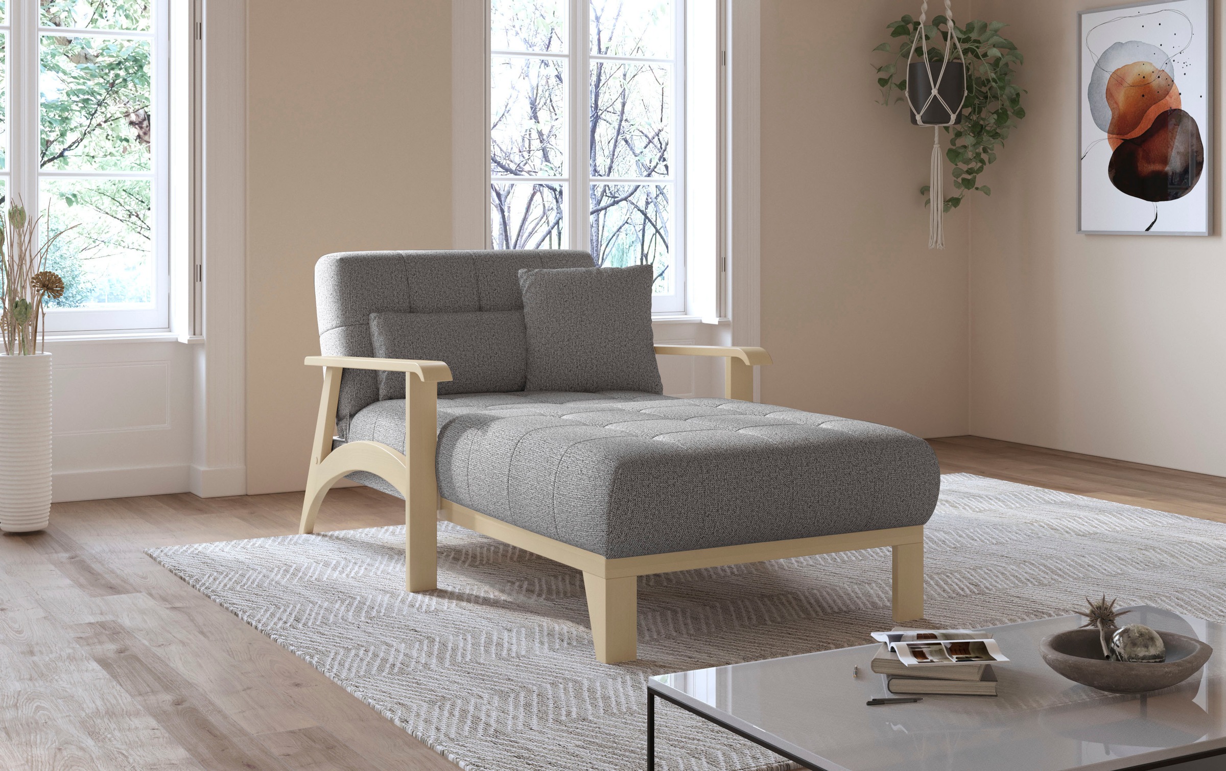 sit&more Recamiere »Billund«, Armlehnen aus Buchenholz in natur, verschiedene Bezüge und Farben