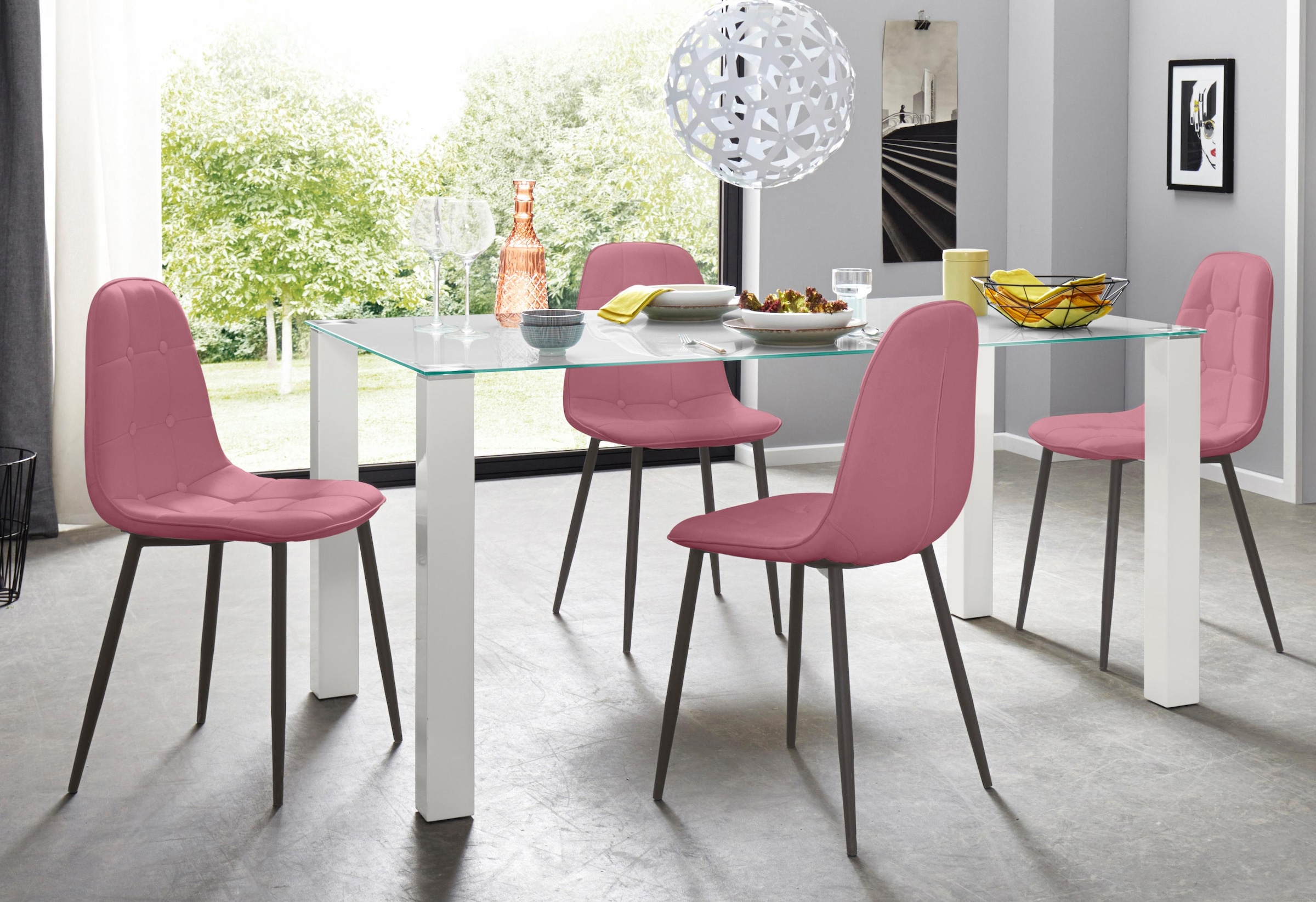 INOSIGN Essgruppe Set, 5 Stk. tlg. mit Glastisch, Breite 160 cm günstig online kaufen