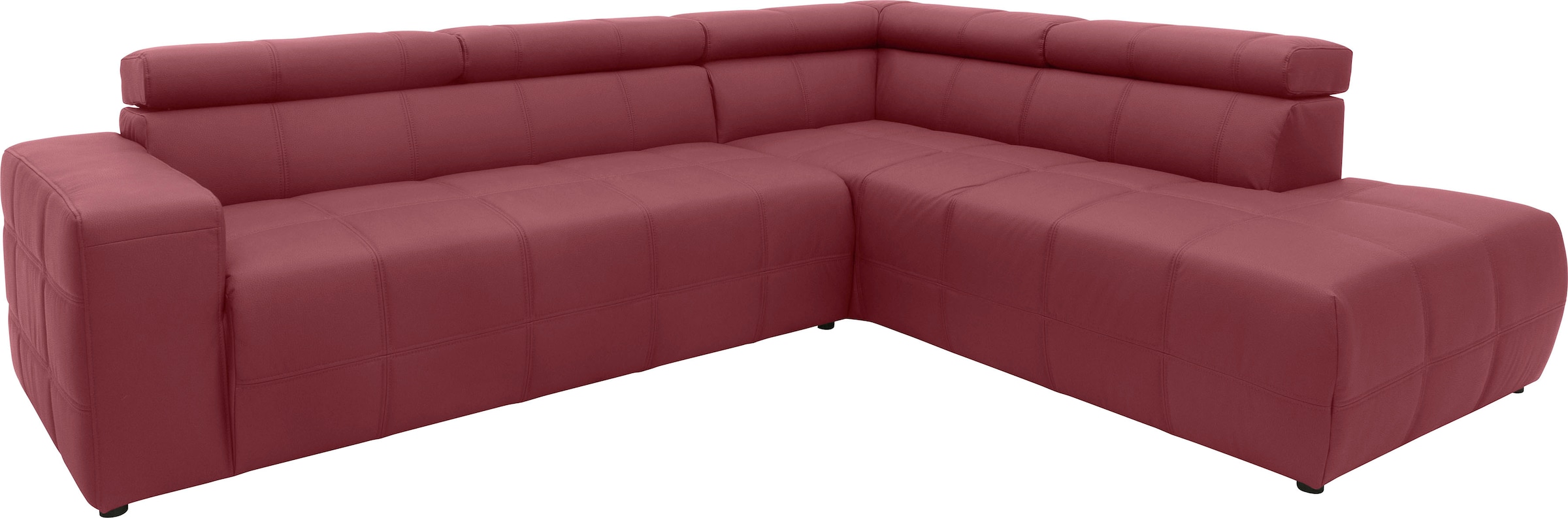 DOMO collection Ecksofa »Brandon L-Form, auch in Leder«, inklusive Kopfteilverstellung, wahlweise mit Sitztiefenverstellung